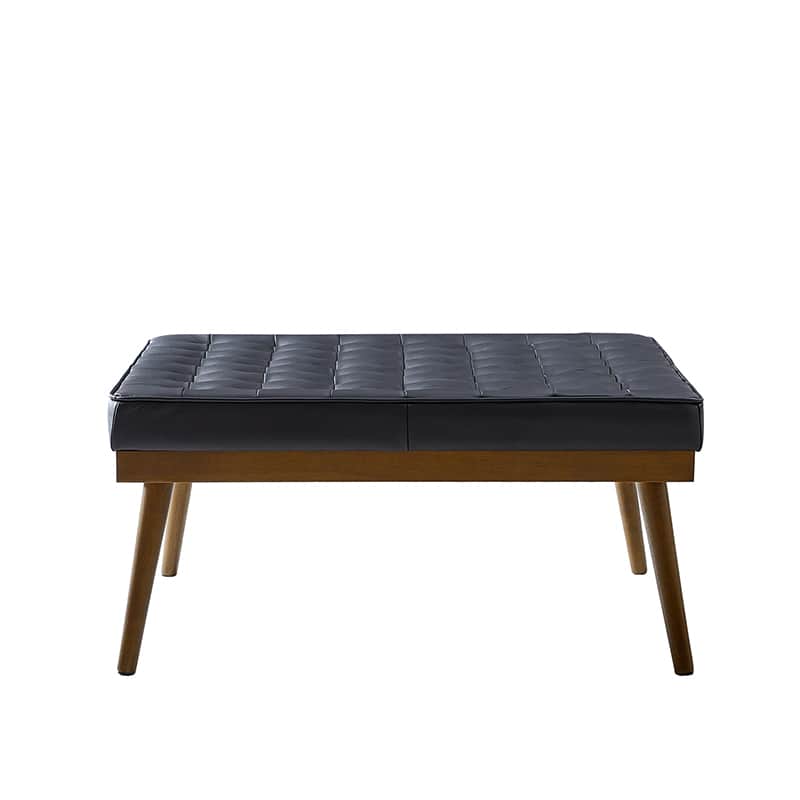 Elisa Mid Century Modern Genuine Leather Ottoman Footrest - Stylish Living Room Accent for Home Decor & Lounge Comfort