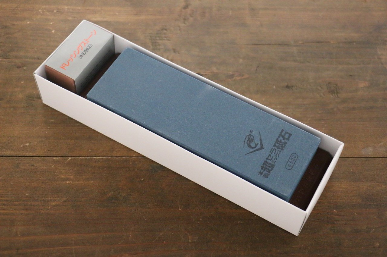 Naniwa Ceramic Chosera #600 Grit Sharpening Stone with Non-Slip Plastic Base - Perfect for Kitchen Knives, Hunting Tools & Woodworking Equipment