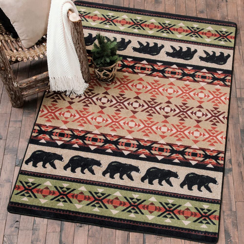 Premium Faux Sheepskin Bear Rug - Rustic Cabin Decor, Wildlife Throw Rug for Living Room & Bedroom - Brown/Red Bear Skin Rug with Head - Cozy Home Accent for Cabin, Lodge & Hunting Retreats