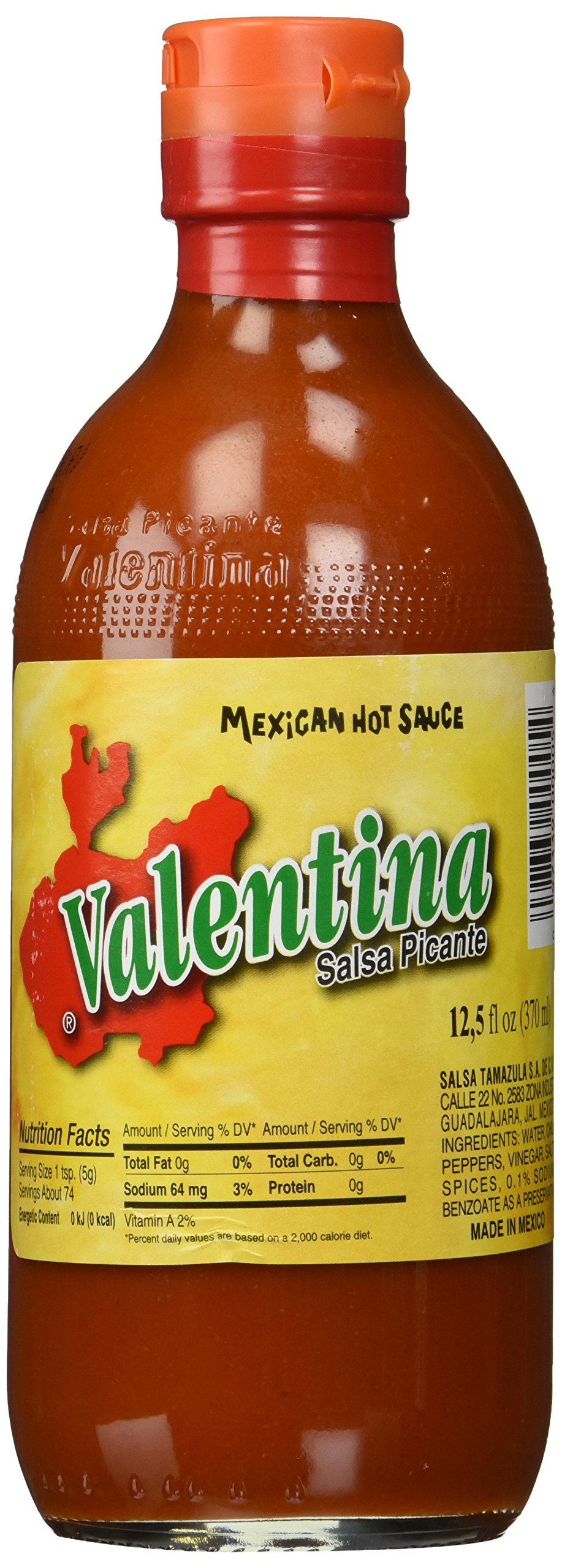 Valentina Salsa Picante Mexican Hot Sauce - 12.5 oz Bottle | Authentic Spicy Flavor for Tacos, Burritos, Nachos & More | Perfect for Home Cooking & Restaurants