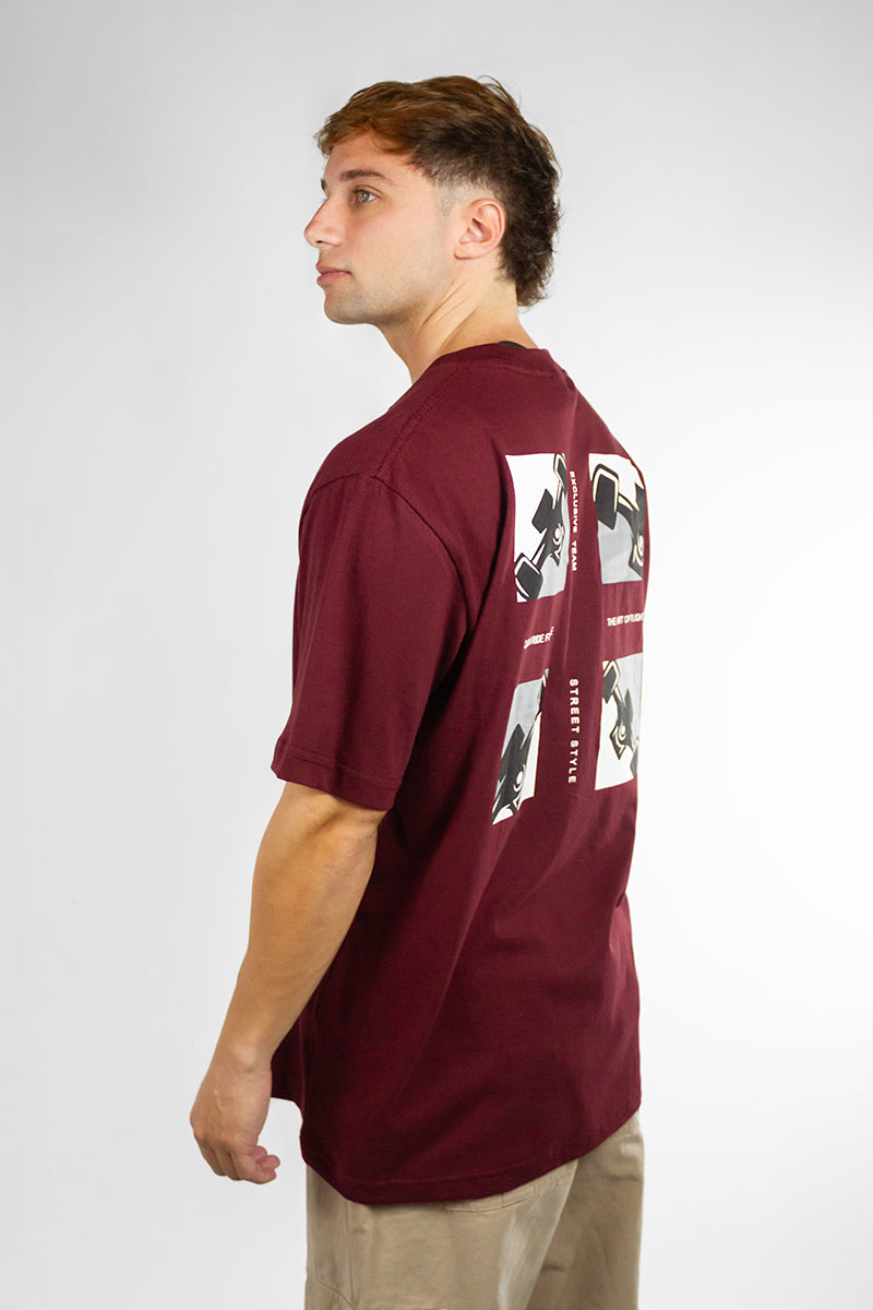 Original Ocn H T-Shirt in Burgundy 604C9 - Comfortable Casual Wear for Everyday Outfits and Street Style