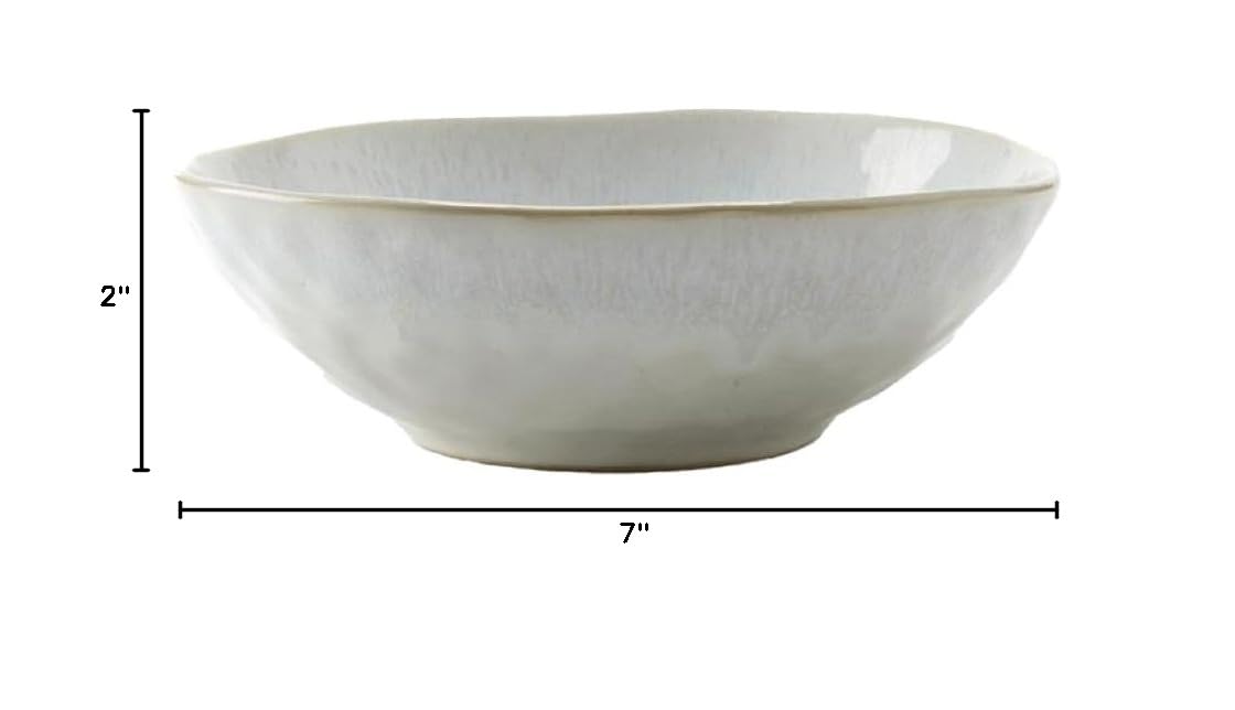 Tableau Margo White Stoneware Bowls - Set of 4 (7-Inch) | Microwave & Dishwasher Safe Dinnerware | Elegant Salad, Cereal & Soup Bowls for Everyday Dining, Entertaining & Gifts