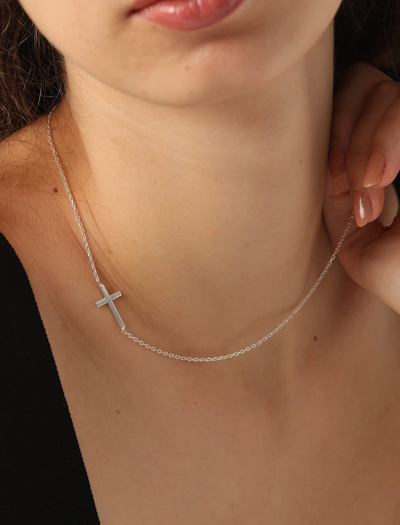 DEARMAY Dainty Cross Necklace for Women - 14K Gold Filled & Sterling Silver Small Cross Pendant Necklace, Thin Chain Layered Choker, Minimalist Aesthetic Jewelry Gift for Her | Perfect for Everyday Wear, Church, Baptism, Weddings & Special Occasions