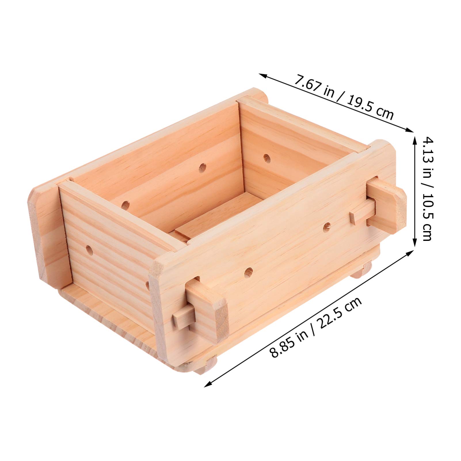 DOITOOL Wooden Tofu Press & Cheese Press - Manual Feta, Soybean Curds, Goat Cheese, Paneer & Vegan Nut Cheese Maker (22.5x19.5x10.5cm) for Home Kitchen, DIY Cheese Making & Healthy Vegan Cooking