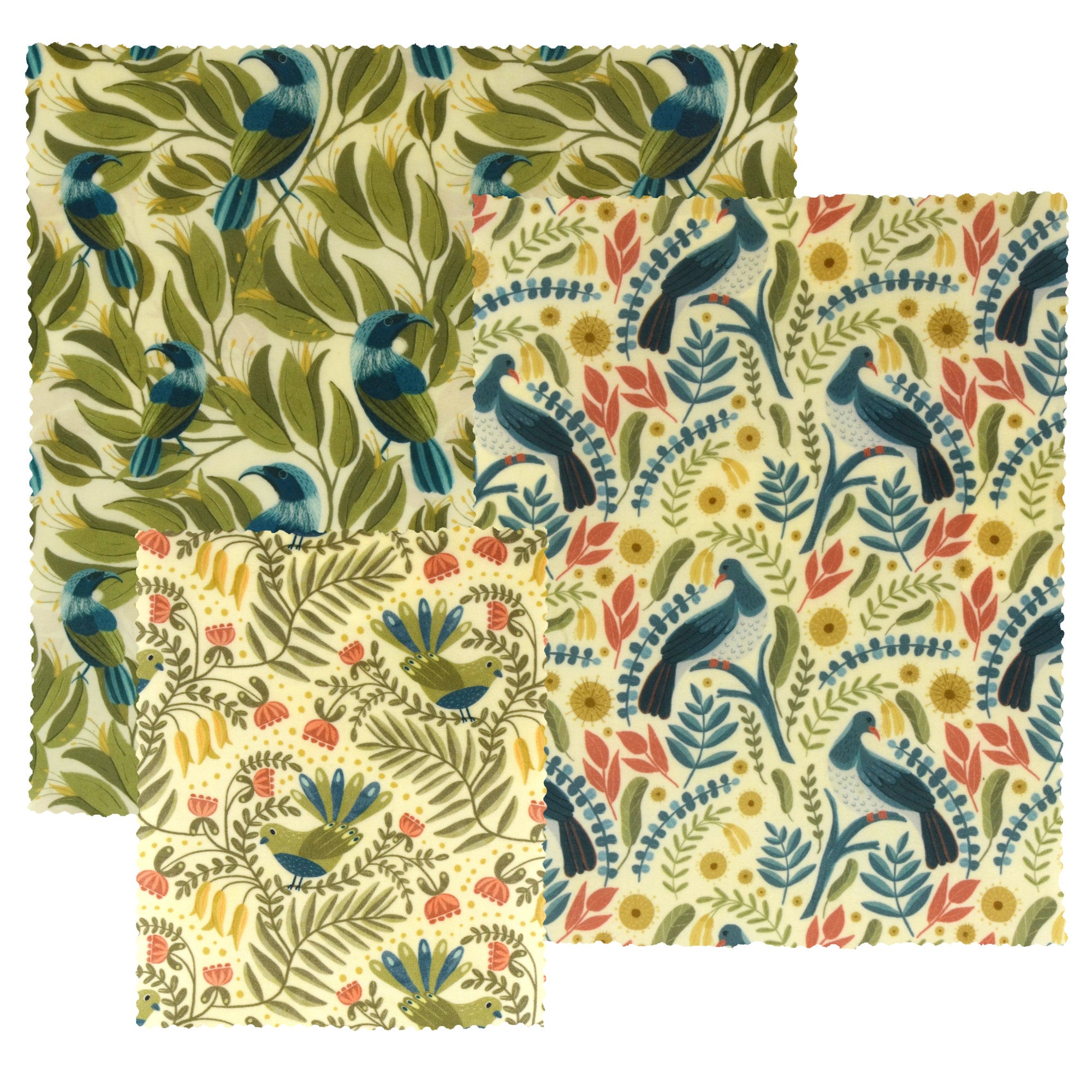Eco-Friendly Beeswax Food Wraps Set of 3 - Reusable & Sustainable Alternative to Plastic Wrap - Perfect for Sandwiches, Fruits & Food Storage