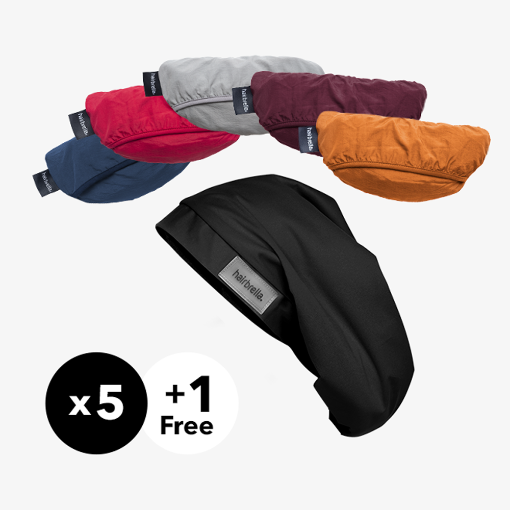 Hairbrella Lite XL Gifting Bundle - 5 Pack with 1 Free Bonus - Waterproof Hair Protection Umbrella for Women - Perfect for Rainy Days, Outdoor Events & Travel Accessories