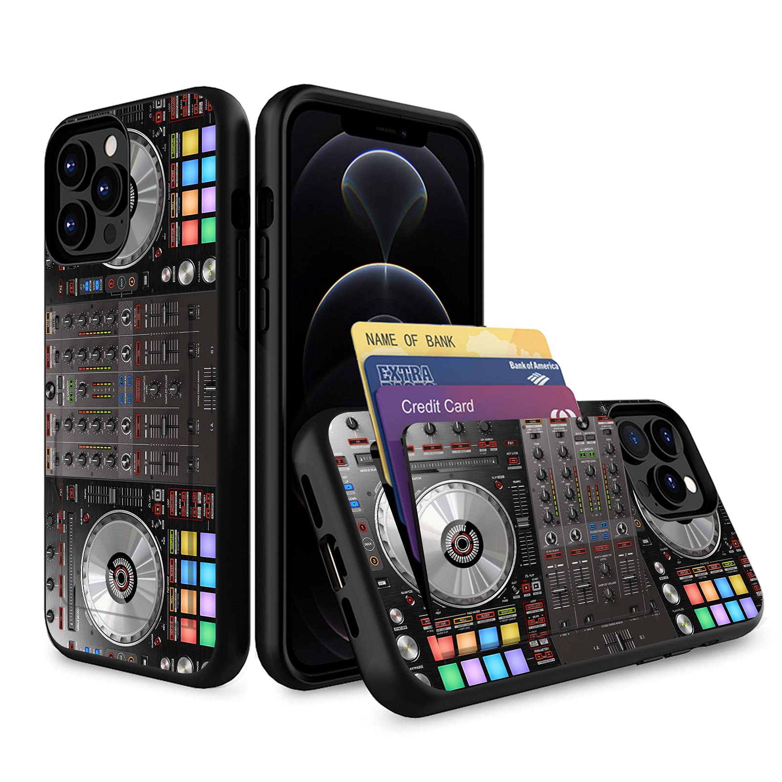 BFUKVOU iPhone 13 Pro Max Case 6.7 inch - Shockproof Dual Layer Protective Cover with Wallet Pocket for Credit Cards & ID - Compatible with DJ Controllers | Perfect for Music Events, Travel & Daily Use