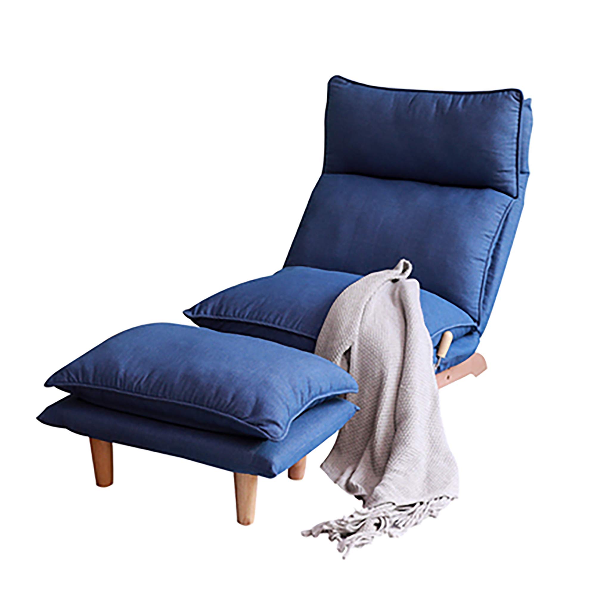 Foldable Reclining Lounge Chair - Adjustable Lazy Sofa for Bedroom, Balcony & Patio | Comfortable Leisure Single Sofa Chair for Reading, Napping & Relaxing