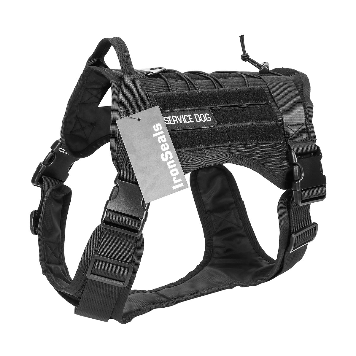 IronSeals Tactical Service Dog Vest - Adjustable Patrol Training Harness with MOLLE System & Handle for Police K9, Military & Working Dogs - Perfect for Outdoor, Security & Search Missions