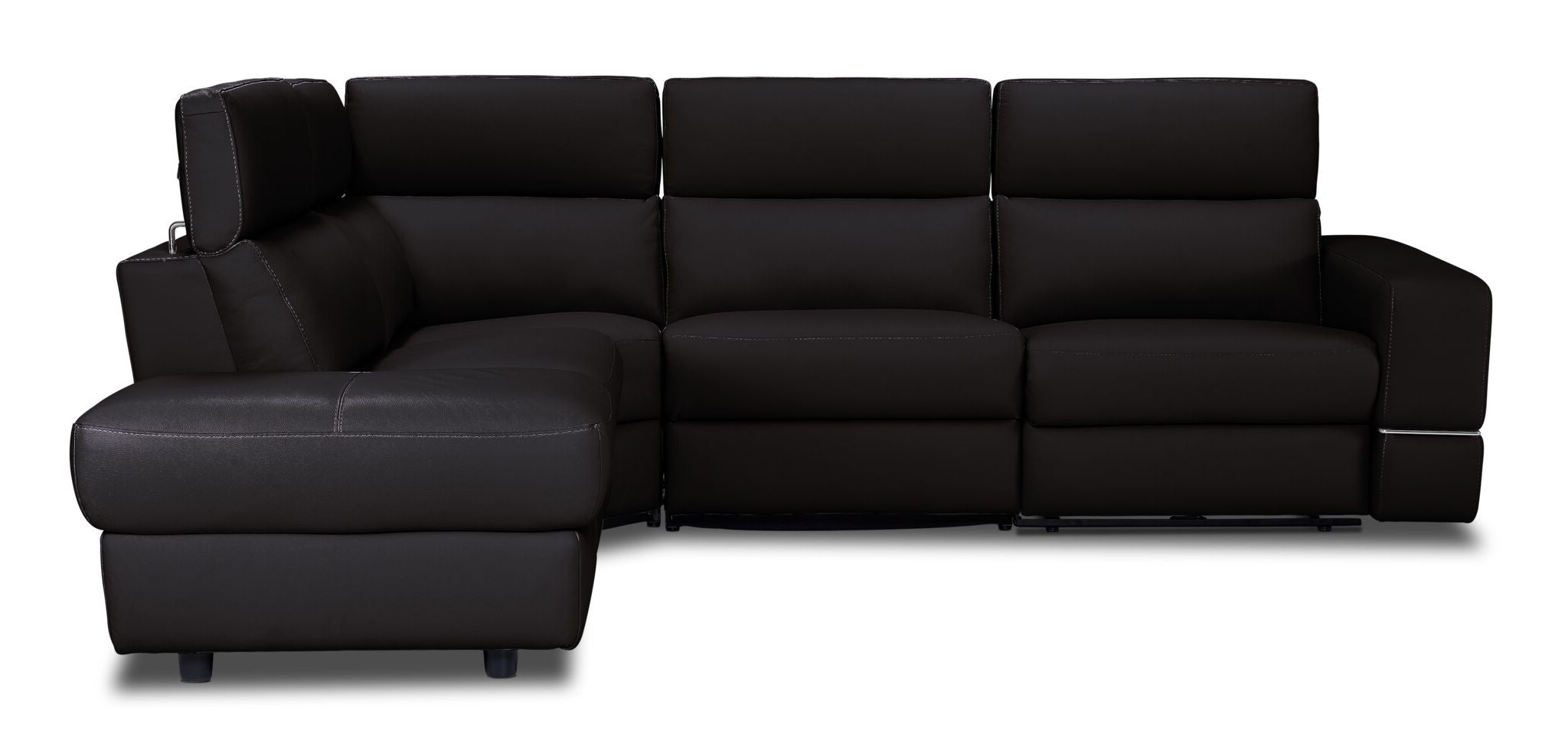Bianca 3-Piece Power Reclining Sectional Sofa with Left-Facing Chaise in Chocolate Brown - Perfect for Living Room, Home Theater & Family Gatherings