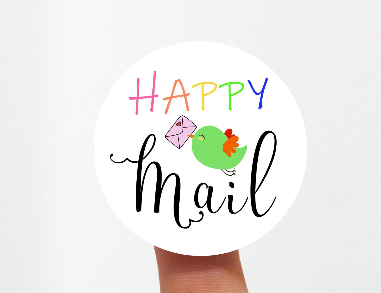 120pcs Happy Mail Stickers - Cute Heart-Shaped Package Labels for Envelopes (1.6 Inch) | Perfect for DIY Scrapbooking, Gift Wrapping & Letter Sealing | Adhesive Decorative Stickers for Mail Art & Craft Projects