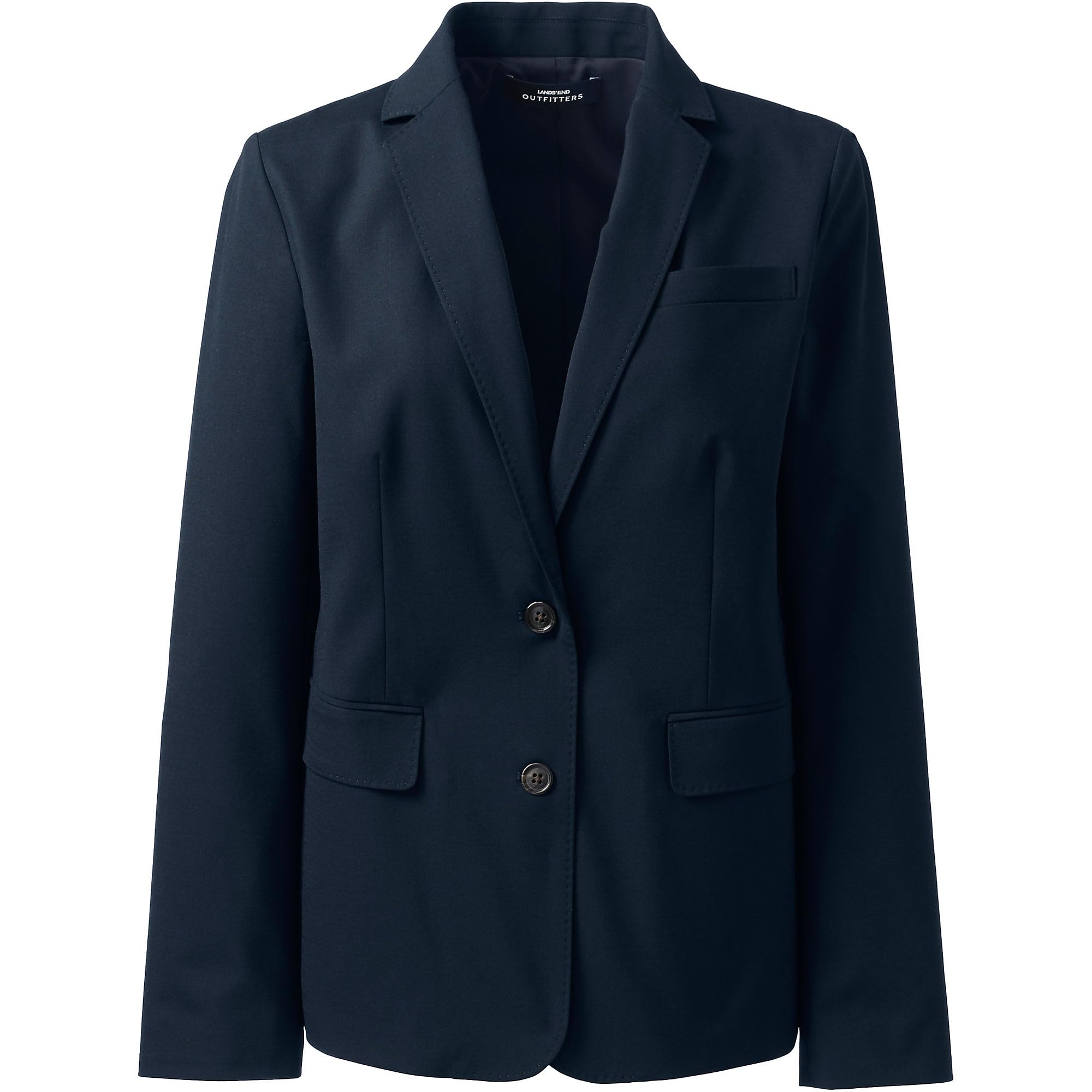 Lands' End Women's Washable Wool Blazer - 2 Button Classic Jacket for Office, Business & Formal Occasions