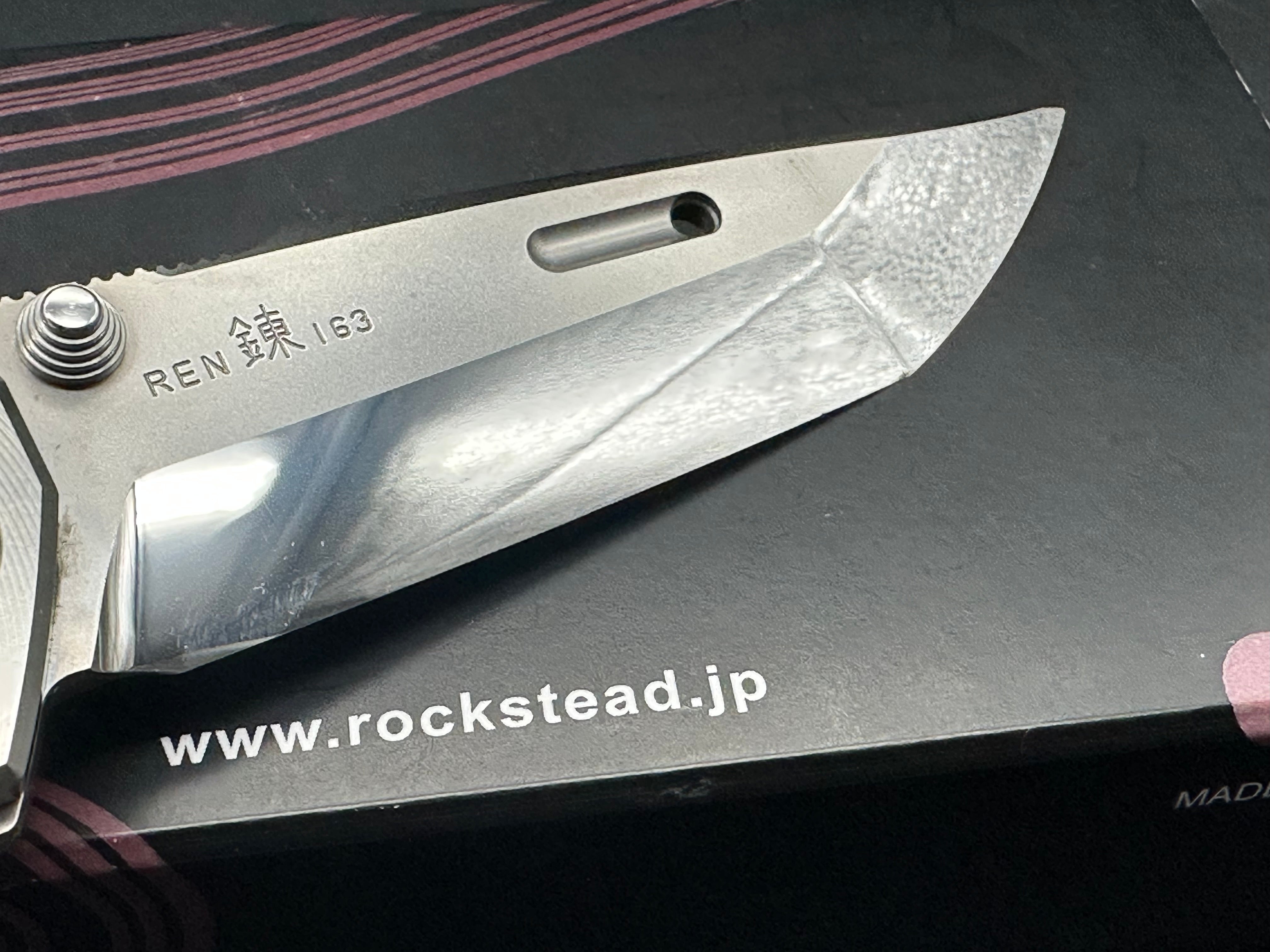 Rockstead Ren ZDP-189 Mirror Finished Tanto Folding Knife - Ultra Sharp Japanese Steel Blade for EDC, Outdoor, and Tactical Use