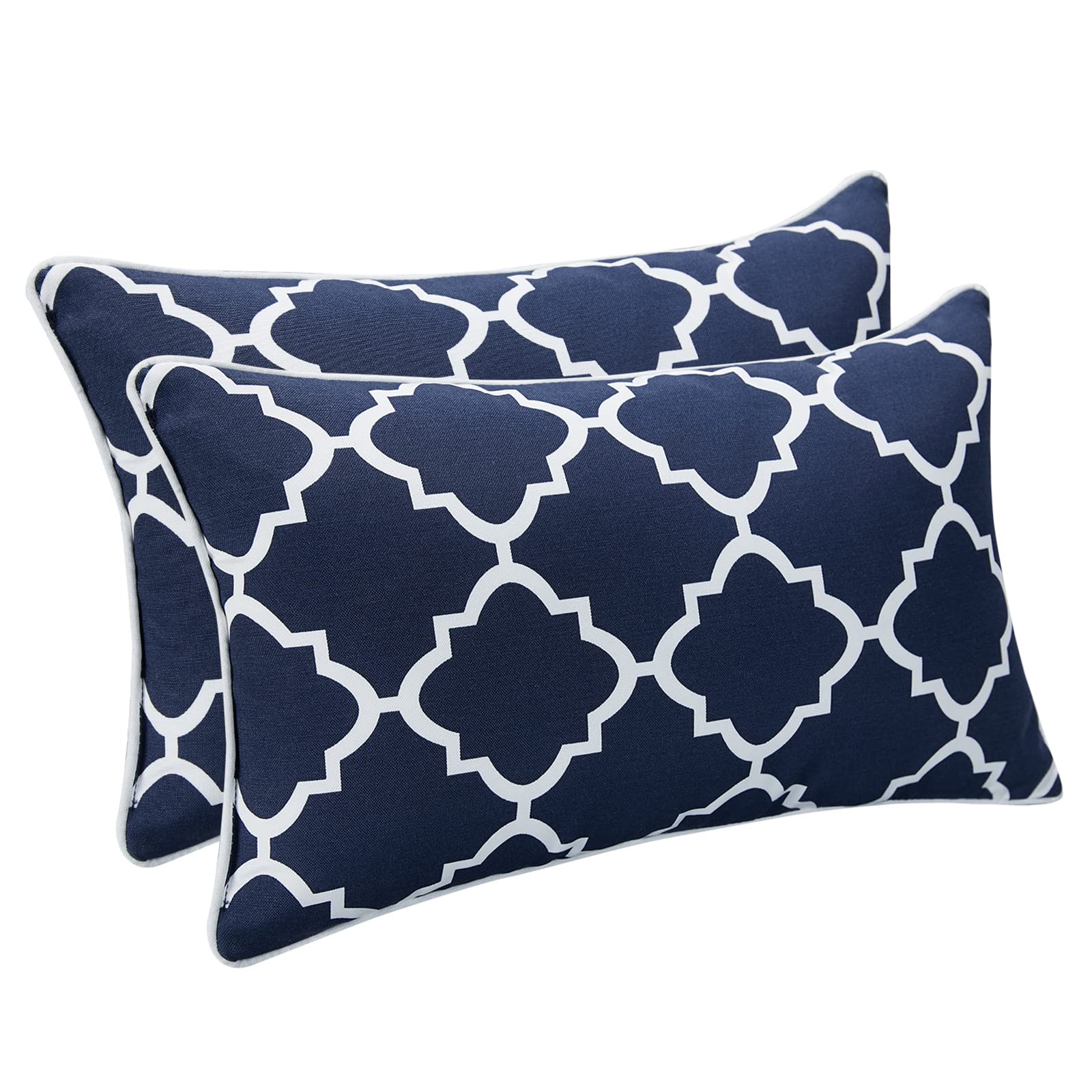 Waterproof Outdoor Lumbar Pillows Set of 2 - 12x20 Inch Decorative Patio Cushions with Inserts - Perfect for Garden, Poolside & Backyard Furniture Comfort