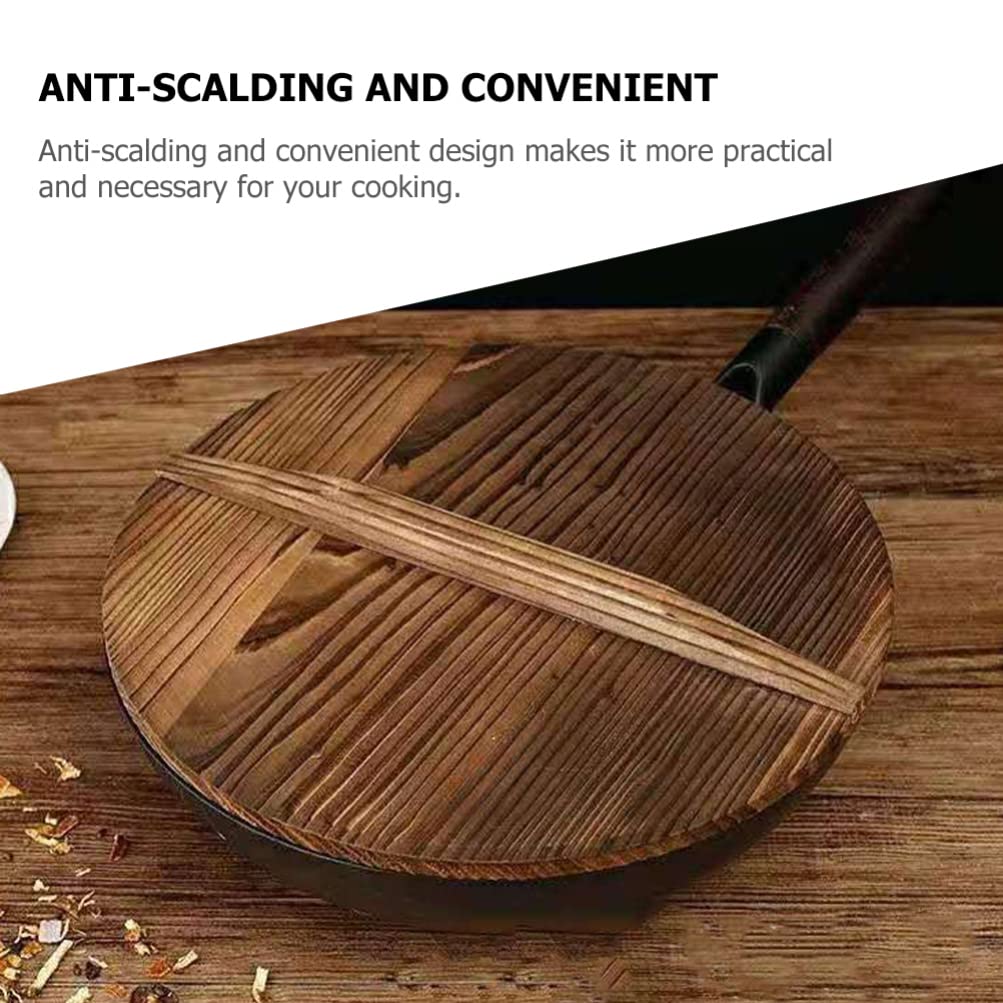 **Cabilock Wooden Wok Lid - Lightweight & Durable Bamboo Pot Cover for Cast Iron Wok, Skillet, or Griddle Pan - Healthy Cooking, Heat Resistant & Splatter-Free - Perfect for Stir-Fry, Steaming & Sauteing**