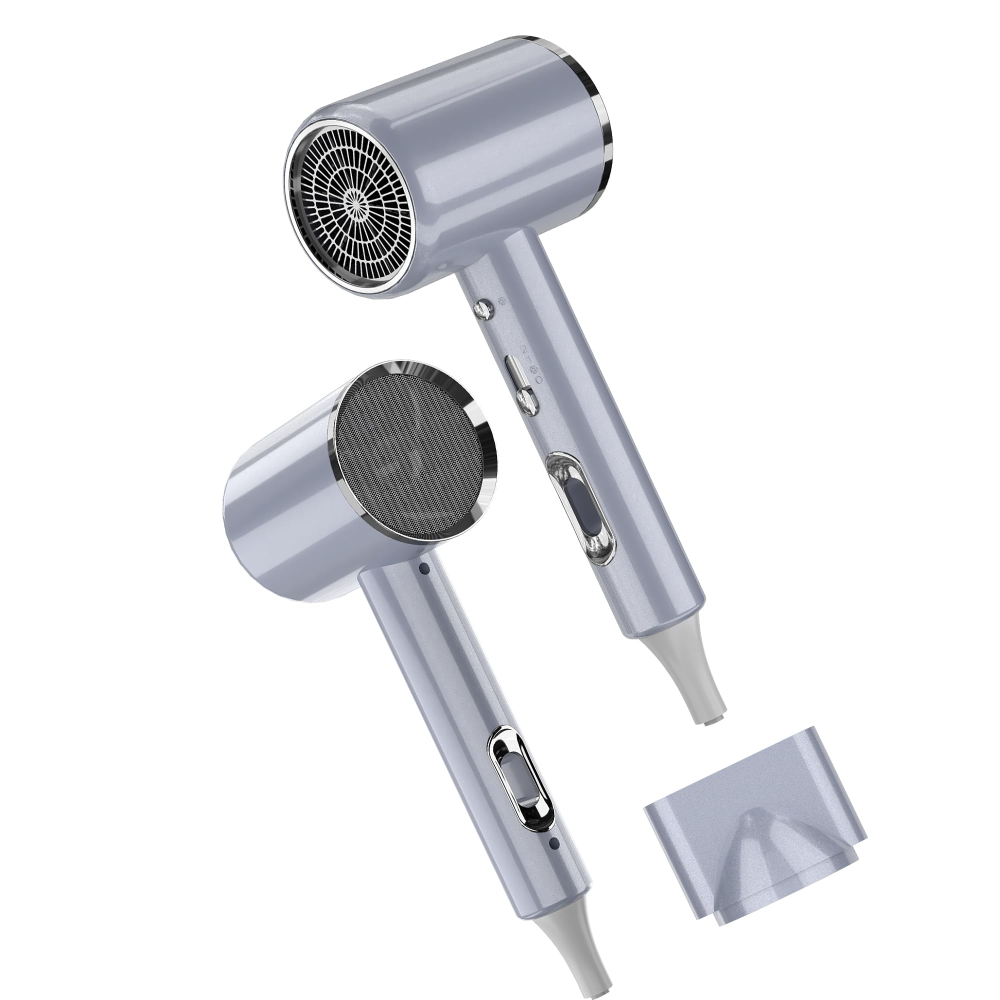 Professional Ionic Hair Dryer for Women & Men - Fast Drying, Lightweight Travel Blow Dryer with Styling Nozzle to Reduce Frizz (Grey) - Perfect for Home, Salon & On-The-Go Styling