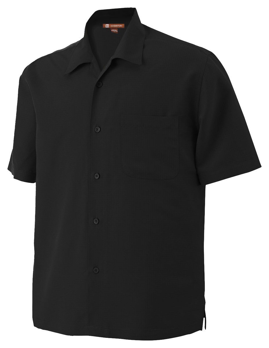 Men's Barbados Textured Camp Shirt - Breathable Casual Button-Up Shirt for Summer, Black, XX-Large (5-Pack) | Perfect for Beach Vacations, Outdoor Adventures & Casual Office Wear