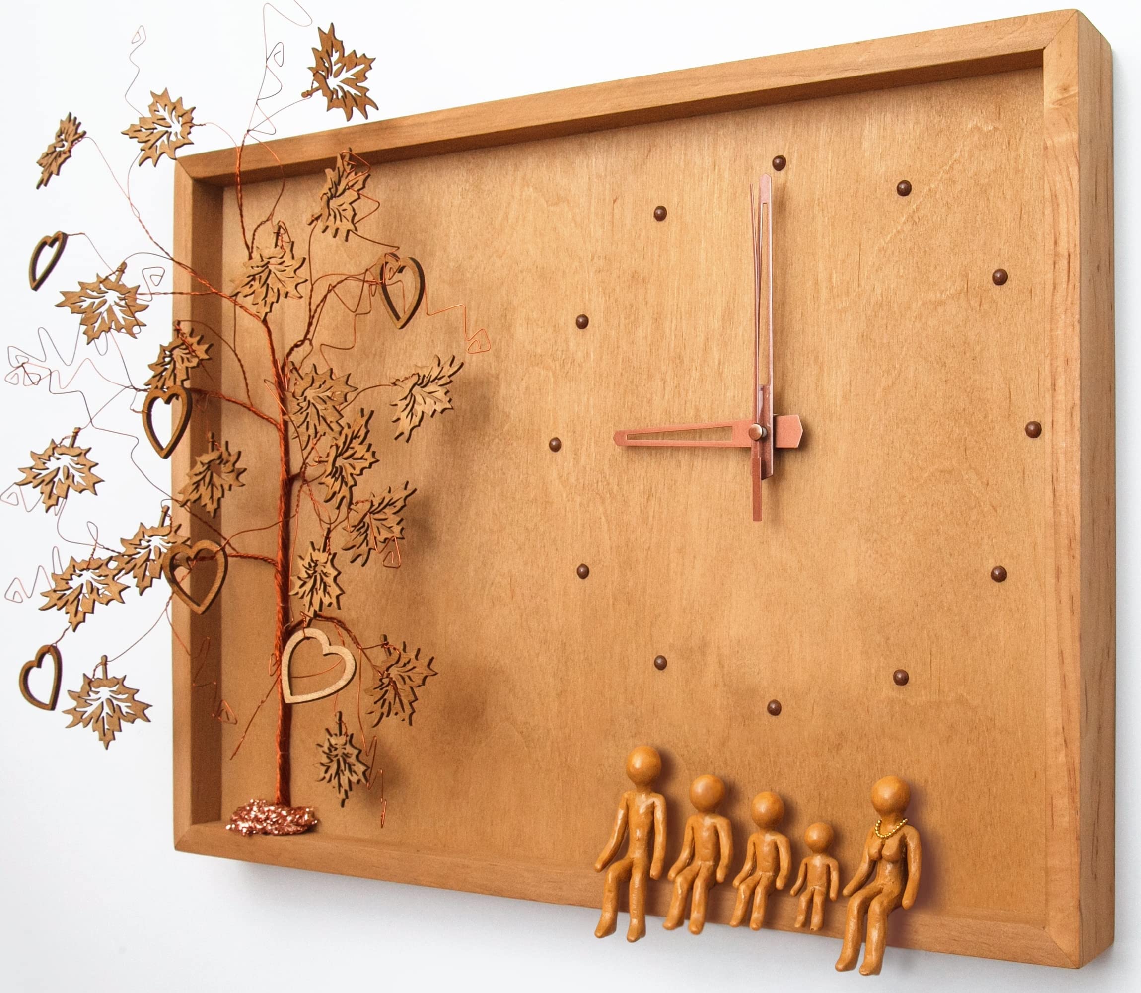 5th Anniversary Gift for Her & Him - Personalized Wood Family Tree Clock - Unique 5 Year Wedding Anniversary Gift for Wife, Husband, Couples - Perfect for Home Decor & Romantic Gifts