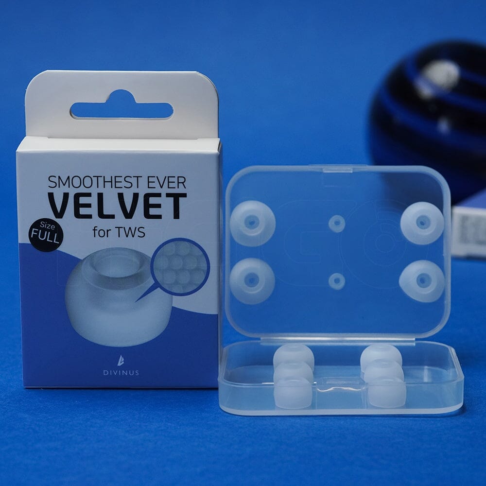 Premium DIVINUS Velvet Eartips for TWS Earbuds - 3mm & 5mm Nozzle Sizes - Comfortable Noise Isolation Ear Tips for AirPods, Galaxy Buds & Wireless Earbuds - Perfect for Workouts, Commuting & Travel