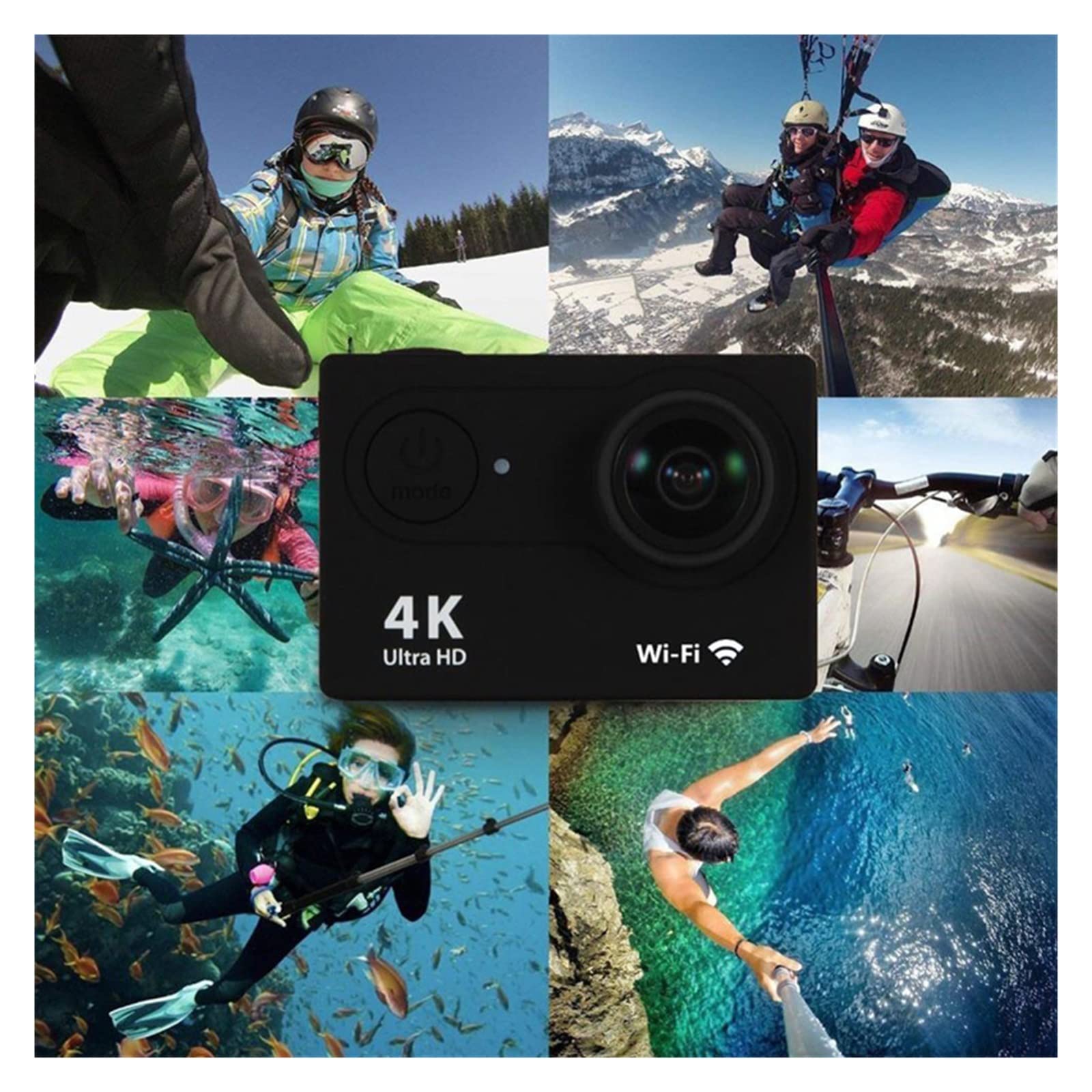 BODORME 4K Ultra HD Action Camera - 30fps Waterproof Sports Camera with Remote Control for Outdoor Adventures, Motorcycle Helmet, Diving & Extreme Sports (No SD Card Included, Silver)