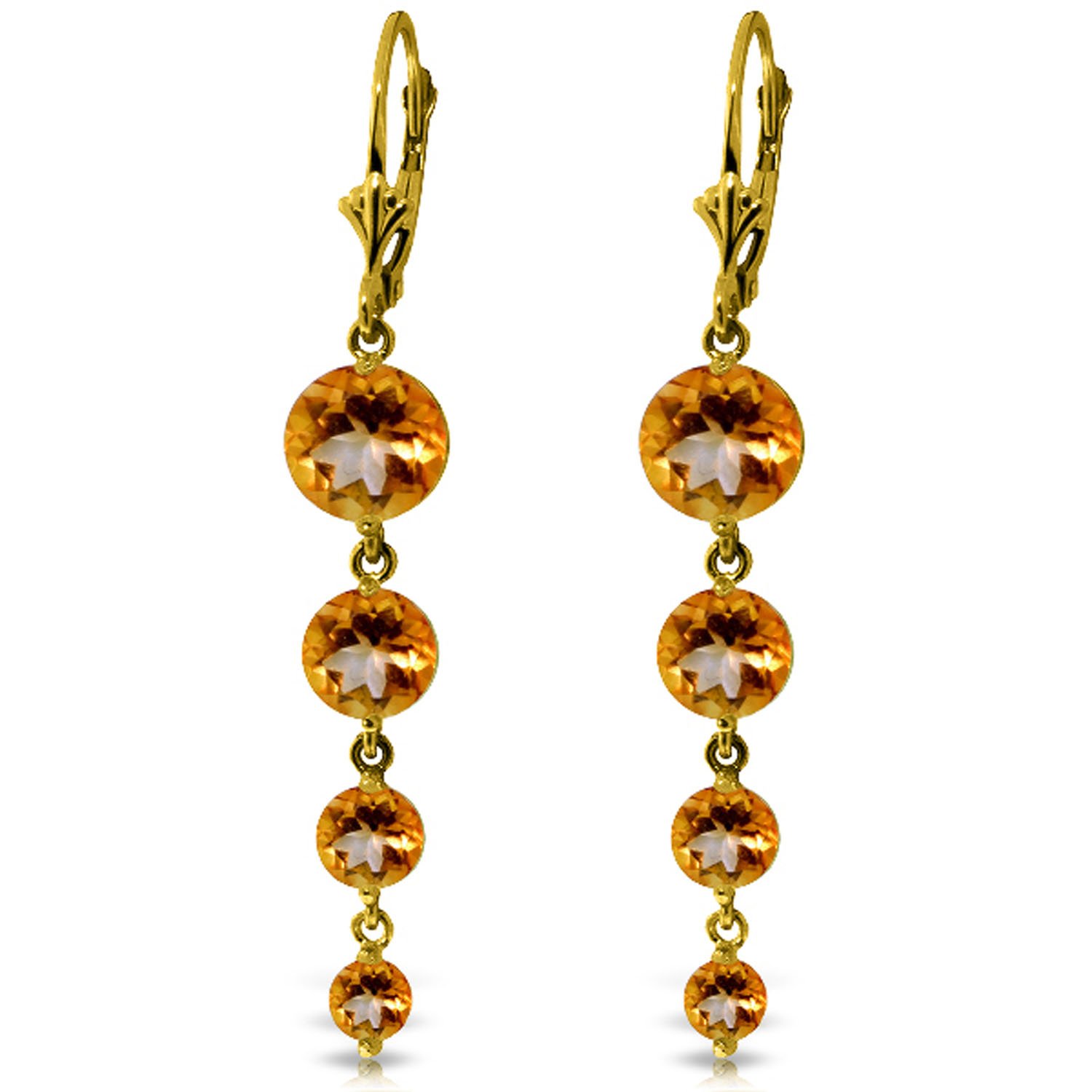 14K Yellow Gold Chandelier Earrings with Natural Citrines - Elegant Dangling Earrings for Women, Perfect for Weddings, Parties & Special Occasions