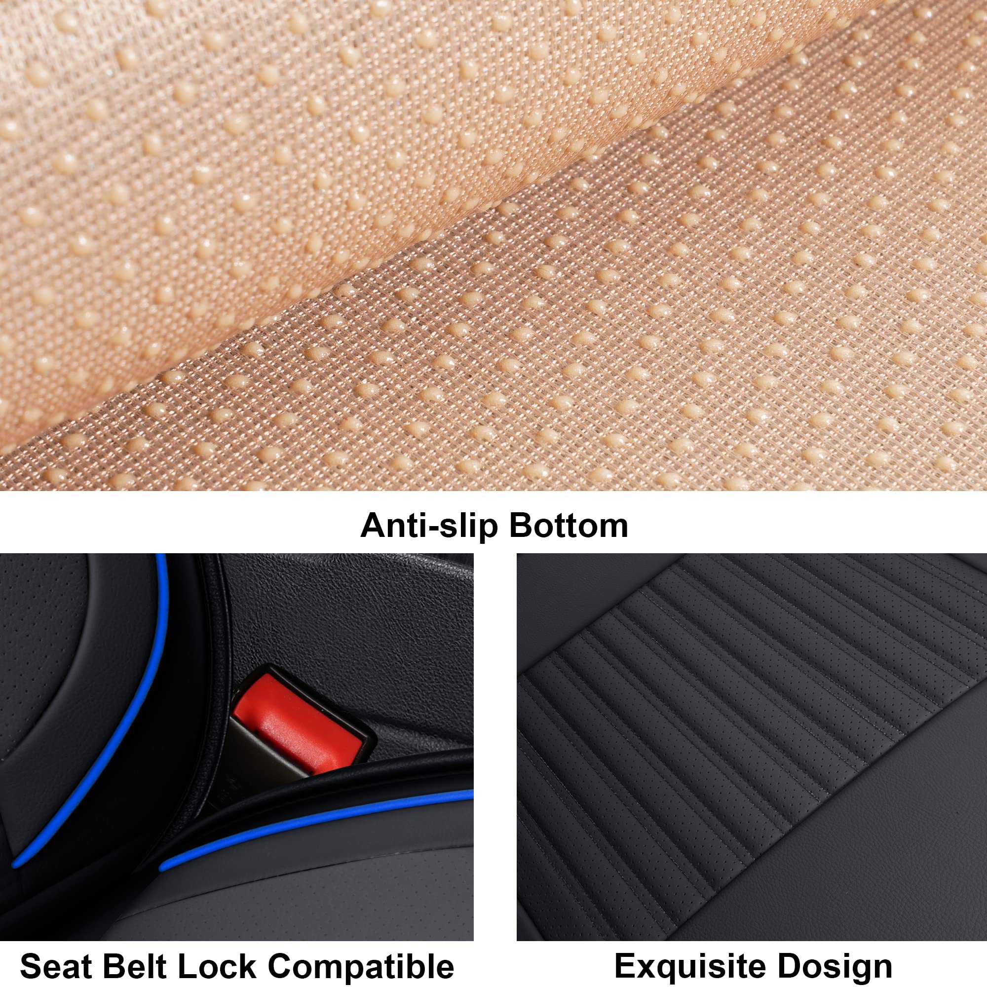 Premium LINGVIDO Faux Leather Car Seat Covers - Breathable & Waterproof Universal Fit for Cars, SUVs, Trucks & Sedans (2-Piece Set, Blue & Black) | Perfect for Daily Commute, Road Trips & Protecting Your Vehicle Seats