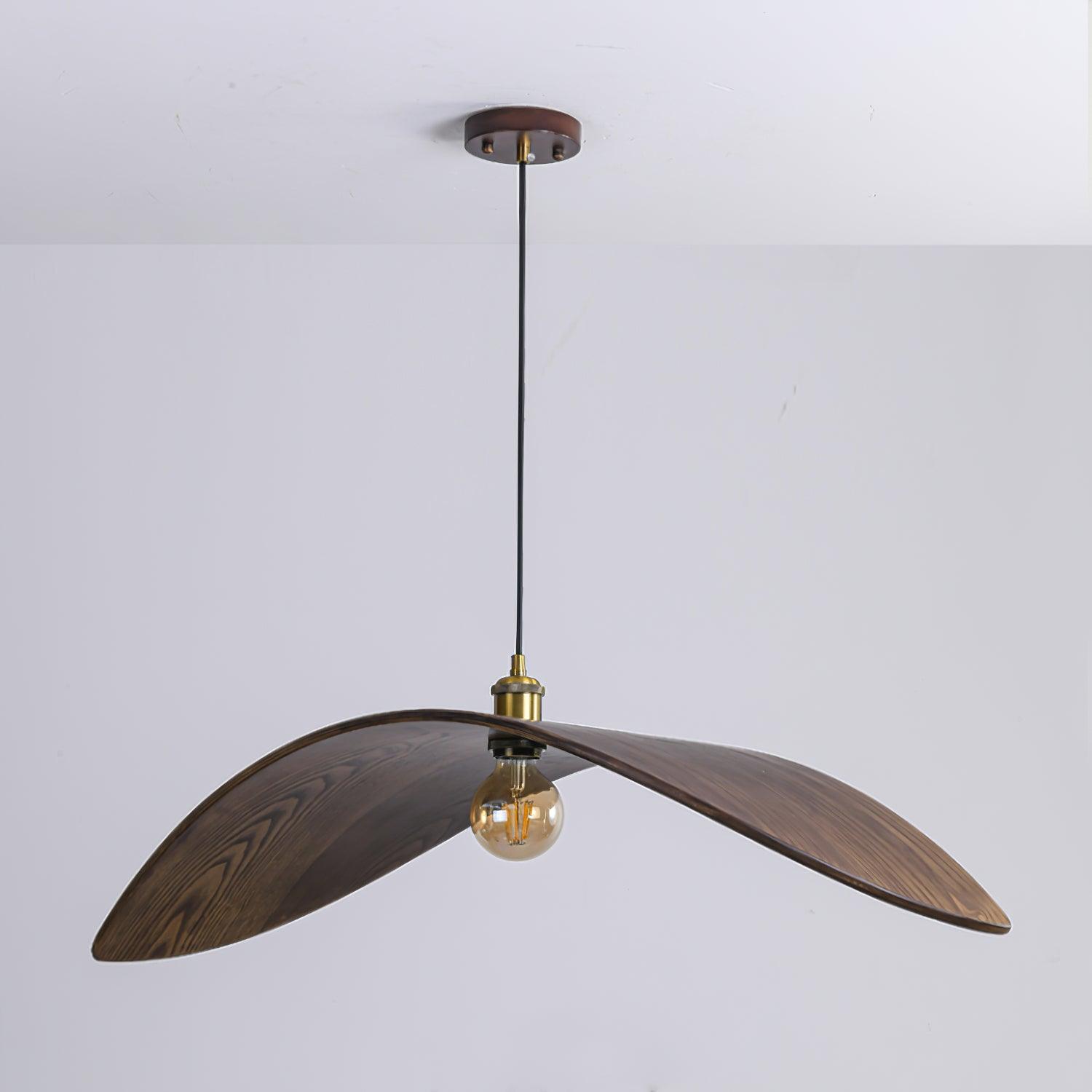 Modern Wooden Pendant Light - Handcrafted Curved Wood Ceiling Lamp for Dining Room, Kitchen Island, Living Room & Bedroom Lighting Decor