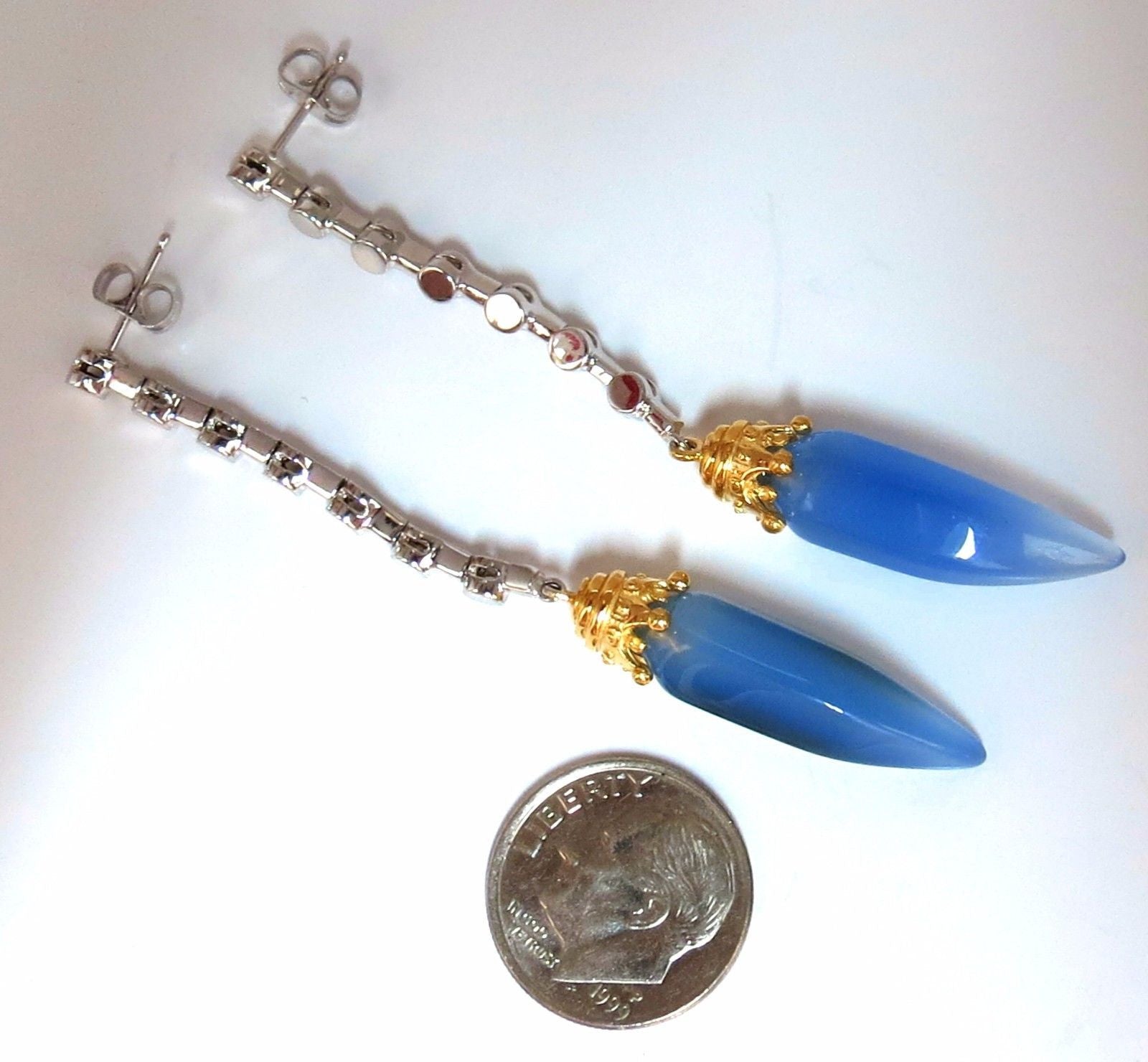 Natural Chalcedony Dangle Earrings in 14K Gold - Elegant Handmade Jewelry for Women, Gift for Her, Birthday, Anniversary, Wedding & Special Occasions
