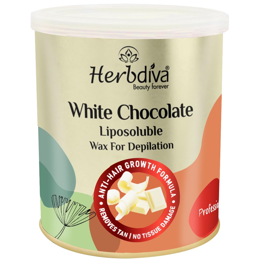 Herbdiva White Chocolate Milky Wax 800g | Hydrosoluble Hair Removal Wax for Smooth Skin | Enriched with Cocoa Butter & Shea Butter | Professional Salon & Home Use | Ideal for Legs, Arms, Bikini & Facial Hair Removal