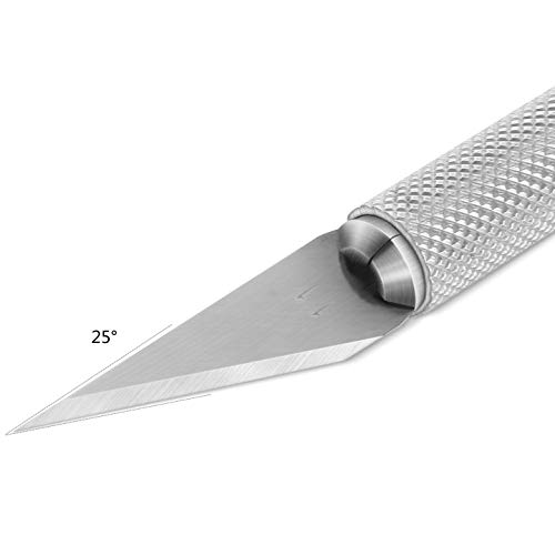 100PCS Precision Hobby Knife Blades with 2PCS Alloy Steel Craft Knife Handles - Heavy Duty Carbon Steel Cutting Tools for DIY Crafting, Scrapbooking, Model Building & Paper Cutting