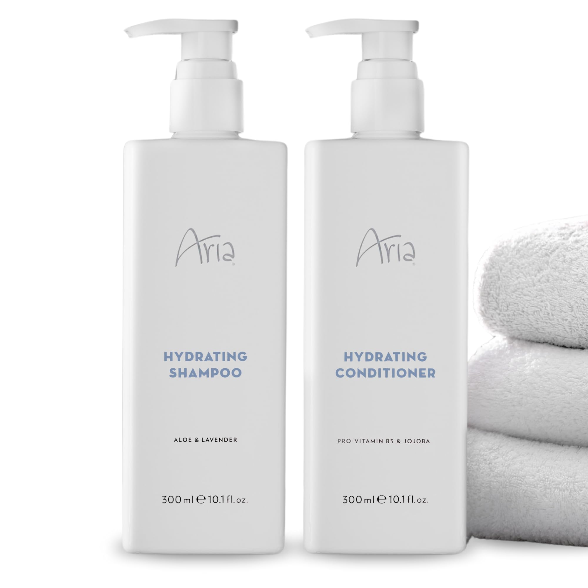 Aria Hair Care Set - Shampoo & Conditioner with Cedarwood, Green Mandarin & Lavender Essential Oils - 10 oz Luxury Vegan Hair Products for Hotels, Spas & Home Use - Moisturizing & Nourishing for All Hair Types