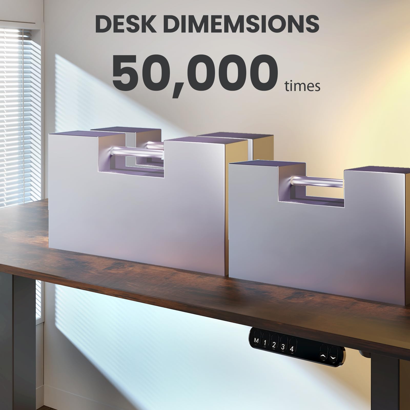 48 x 24 Inch Adjustable Height Standing Desk - Whole-Piece Desktop with 4 Memory Presets, Ergonomic Home Office Desk (Brown) | Perfect for Remote Work, Gaming & Study Spaces