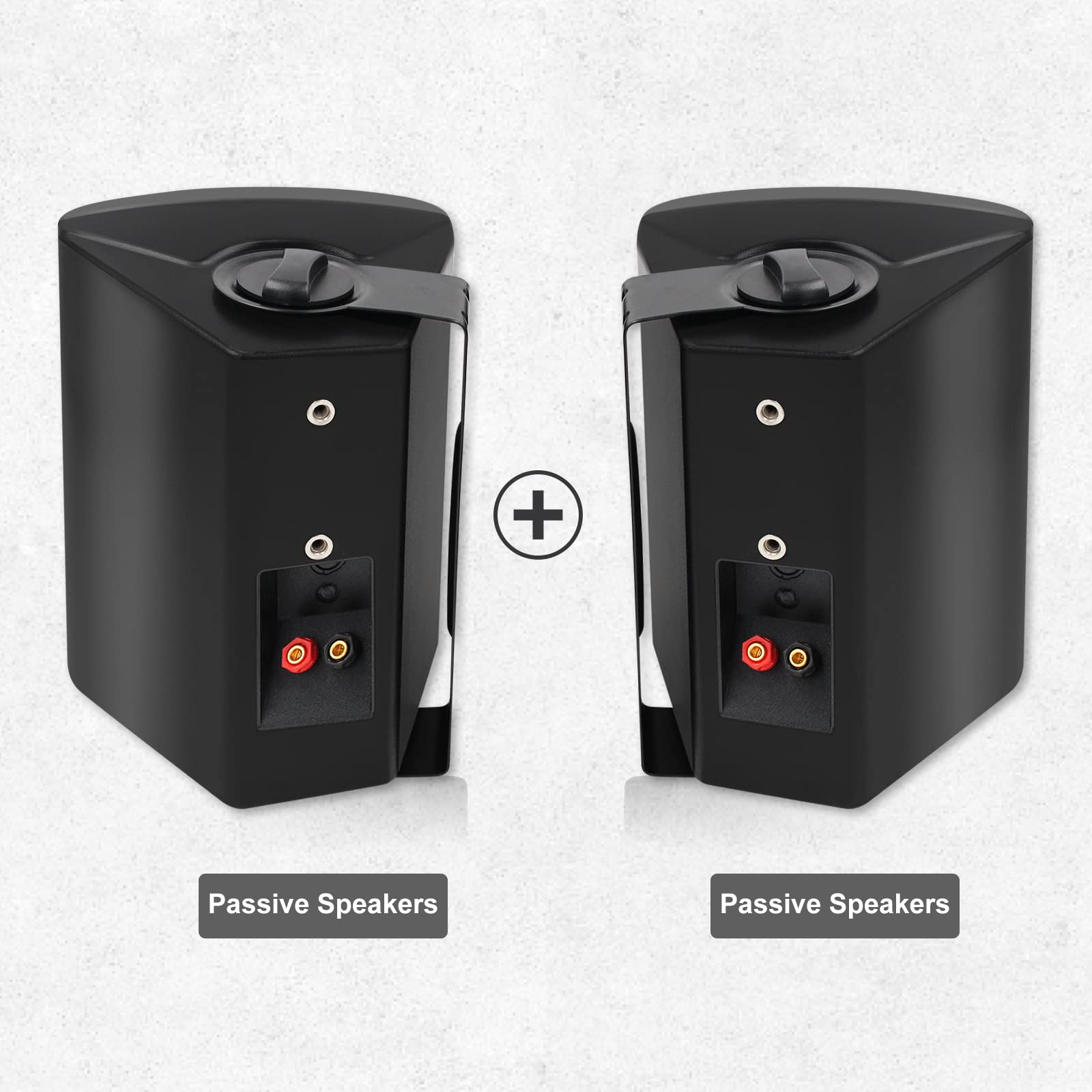 Herdio 5.25 Inch 300W Waterproof Outdoor Speakers - All Weather Wall Mounted Passive Wired Pair for Patio, Garden, Deck, Backyard & Indoor Use (Black)