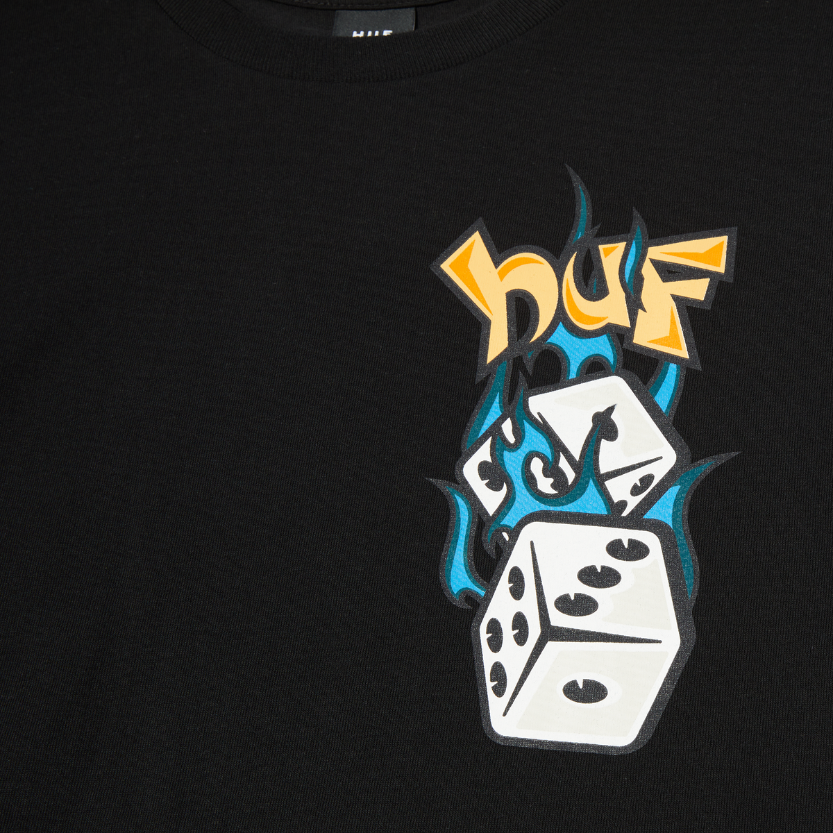 HUF Dicey Short Sleeve T-Shirt for Men - Black Cotton Casual Tee for Streetwear, Skateboarding & Everyday Outfits