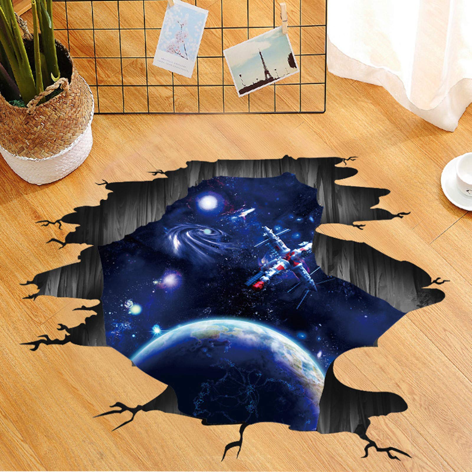 3D Blue Cosmic Galaxy Wall Decals - Removable Milky Way Outer Space Planet Stickers - Window Wall Murals for Kids Room, Nursery & Living Room Decor - Perfect for Bedroom, Bathroom & Playroom Wall Art