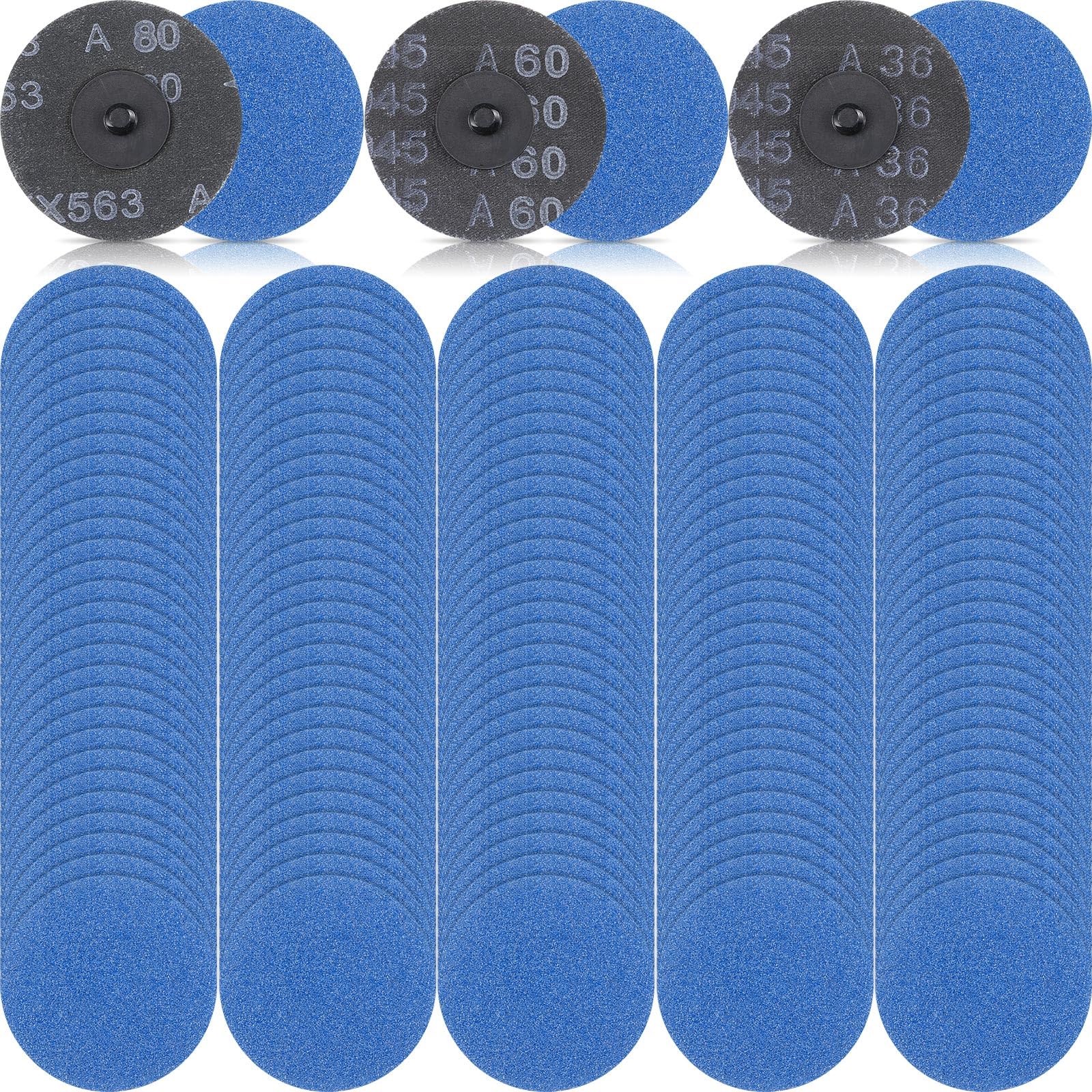 150 Pcs 3 Inch Zirconia Sanding Discs - 36/60/80 Grit Assorted for Die Grinder, Quick Change Roll Lock, Surface Stripping, Grinding, Polishing, Rust & Paint Removal - Perfect for Metal, Wood & Auto Body Work