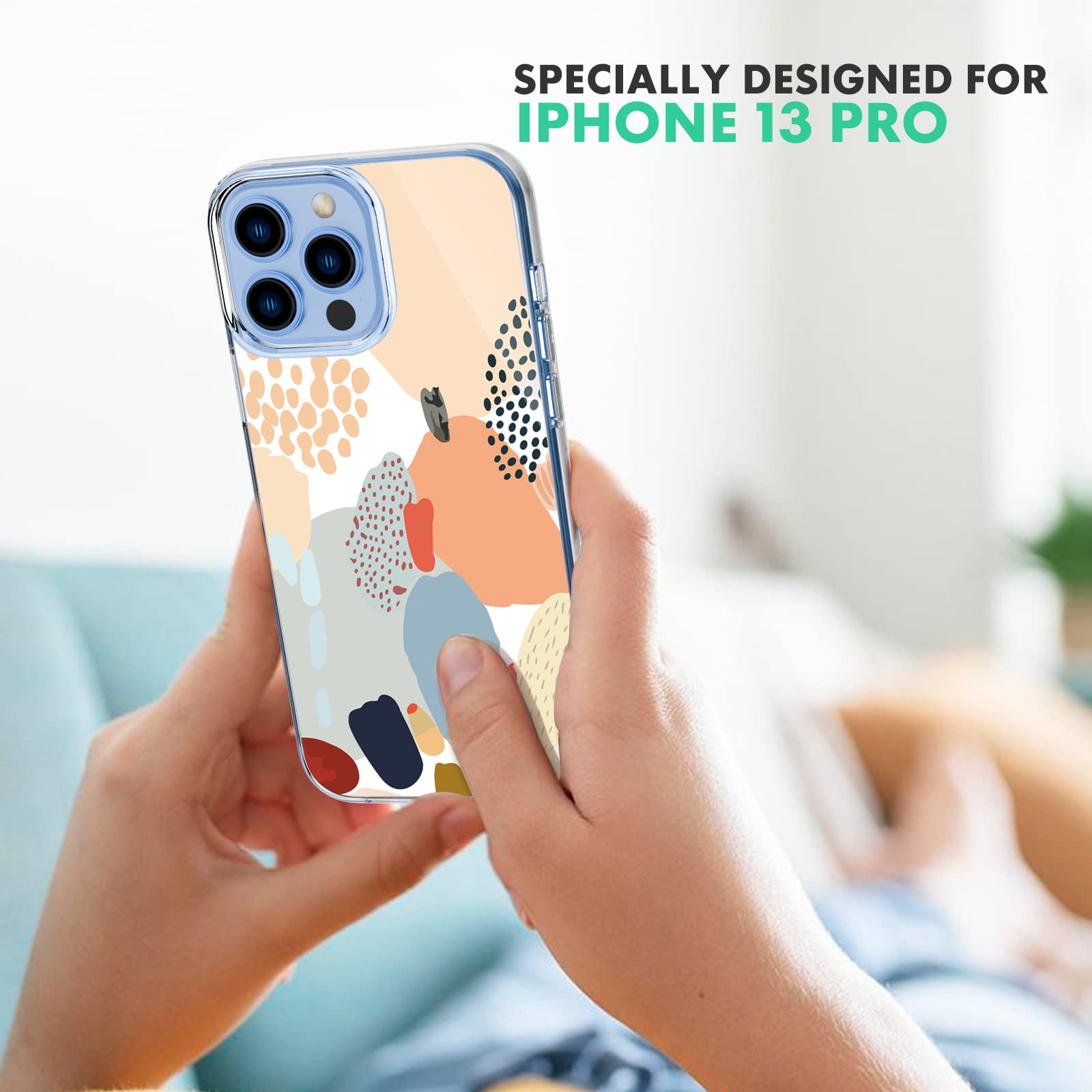 20 Stylish Patterns Slim Soft TPU Shockproof iPhone 13 Pro Case with Screen Protector - Durable Protection for Everyday Use, Work & Travel