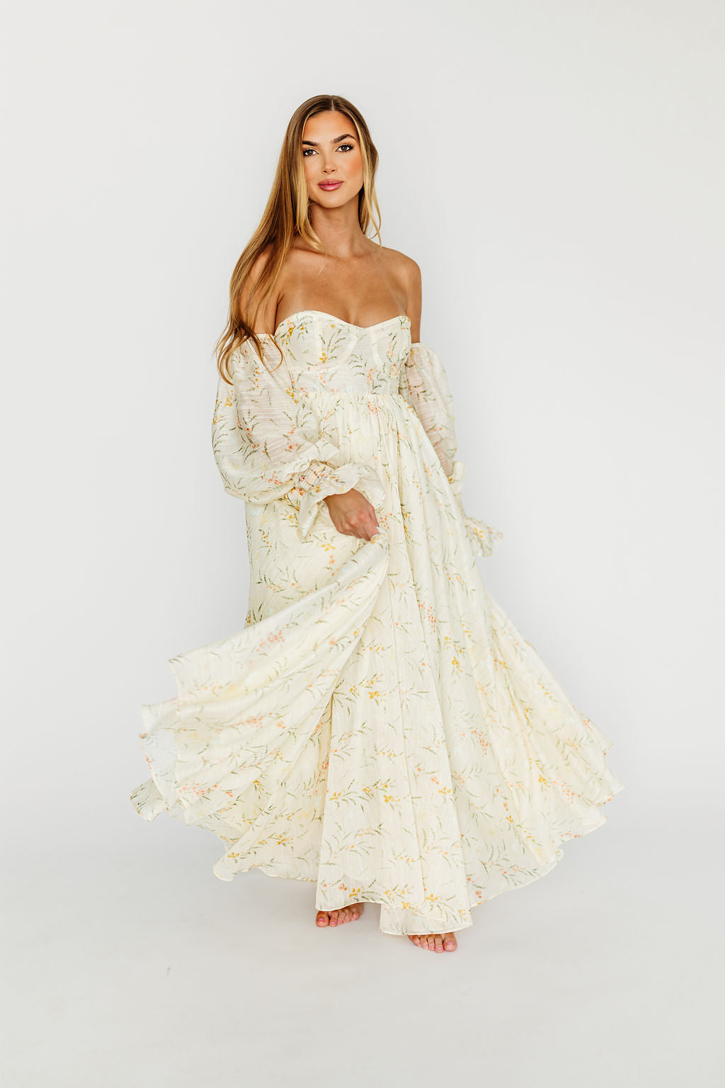 Ryder Grace Maxi Dress in Cream - Elegant Long Flowy Summer Dress for Women, Perfect for Beach, Wedding & Vacation | Lightweight & Comfortable