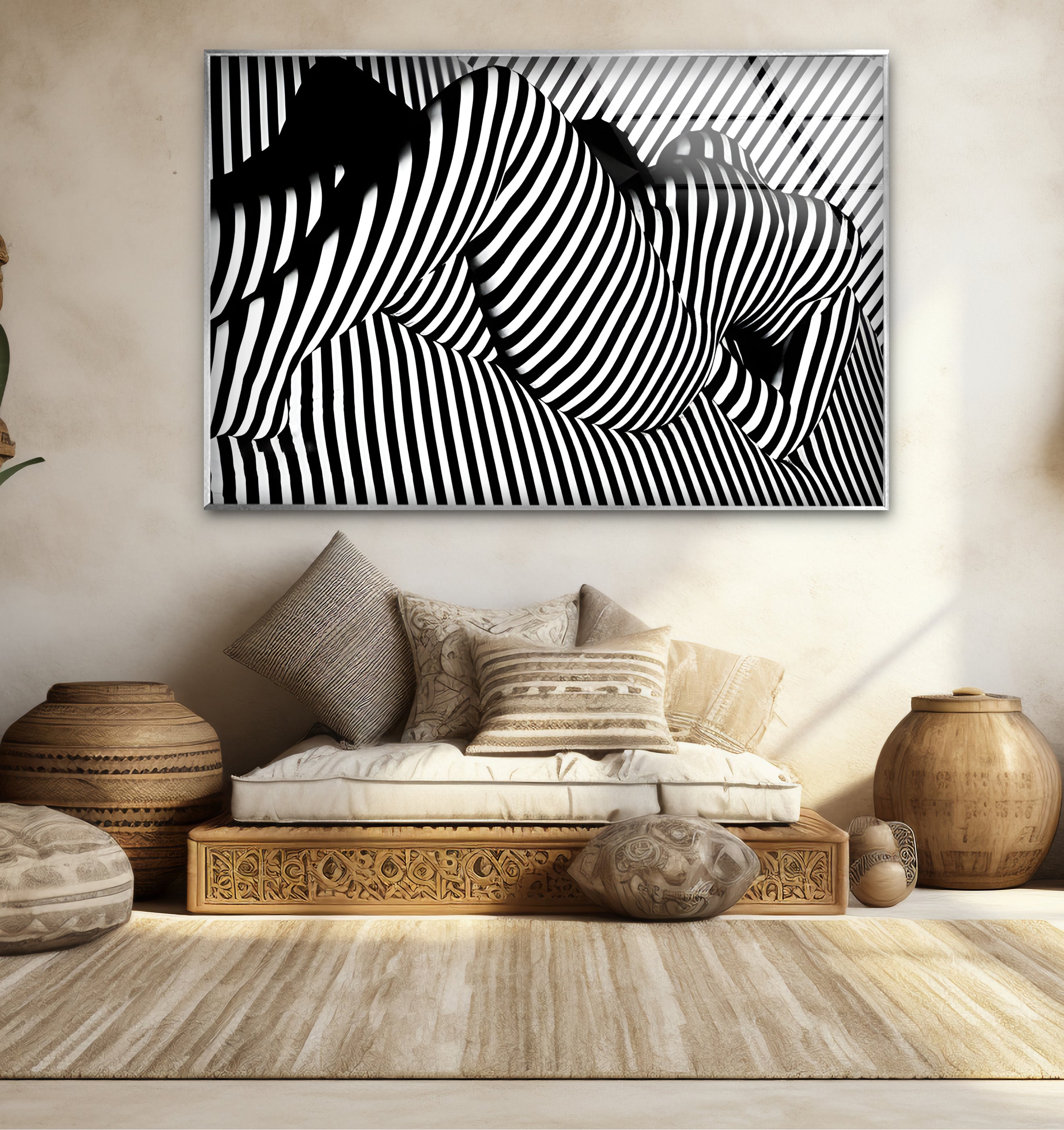 Elegant Black and White Female Body Glass Wall Art - Modern Home Decor for Living Room, Bedroom & Office