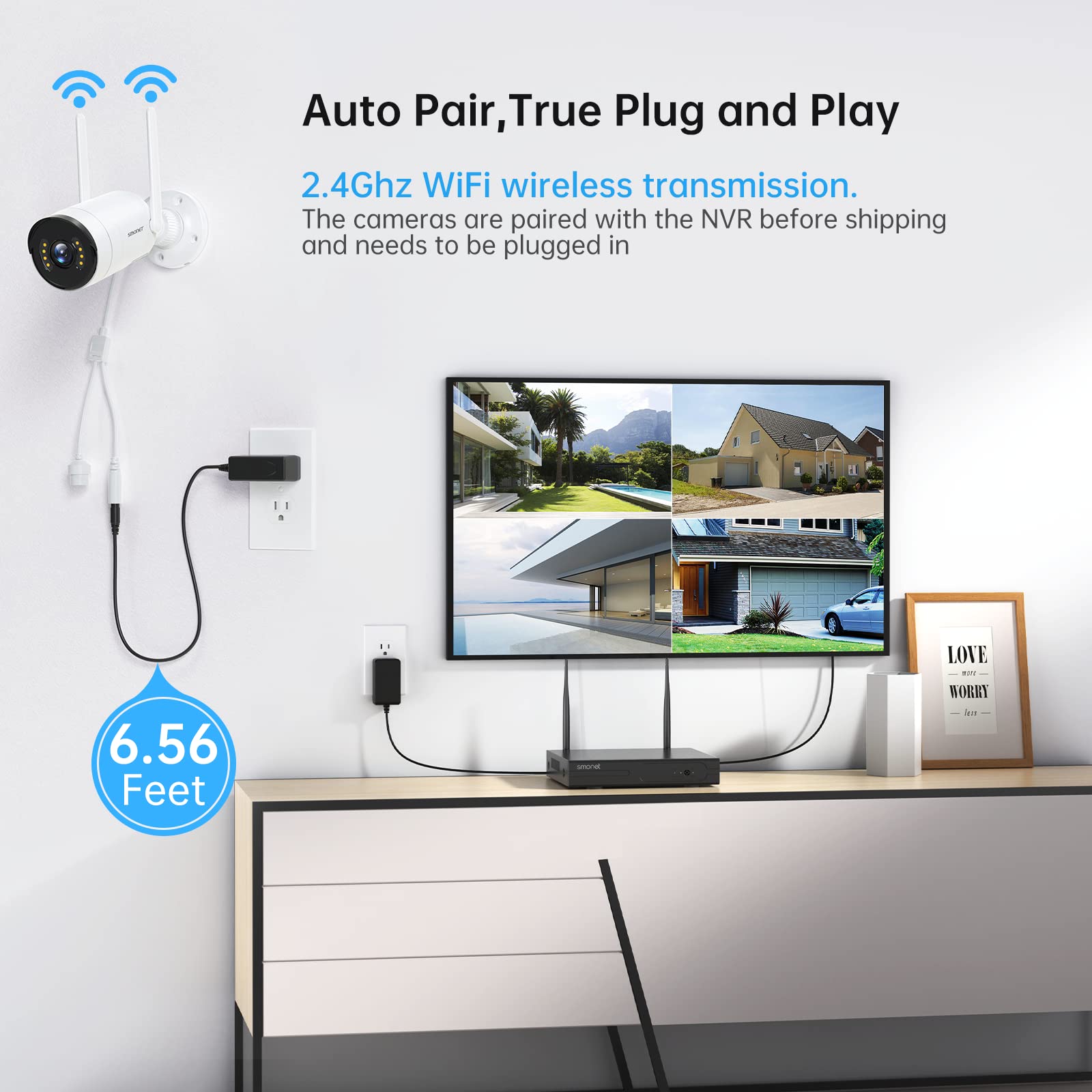 SMONET 8CH 1080P WiFi Security Camera System with 1TB Hard Drive - 4 Pack Outdoor/Indoor IP Cameras, 2-Way Audio, Night Vision, 24/7 Recording - Remote View via Phone App - Ideal for Home & Business Surveillance