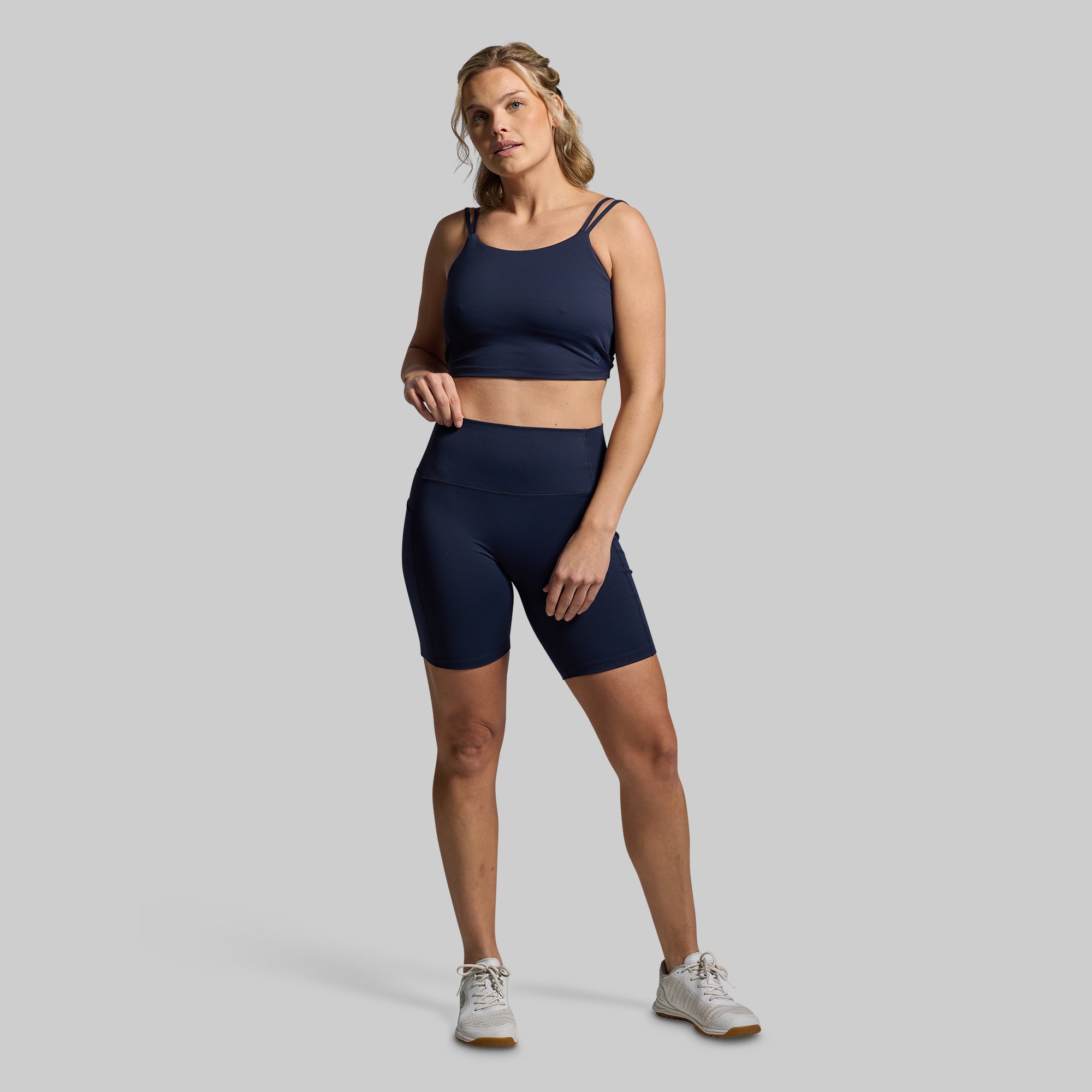 Tempo Biker Short Set (BP Navy) - High Waist Workout Shorts for Women | Yoga, Cycling & Gym | Moisture-Wicking & Breathable Activewear