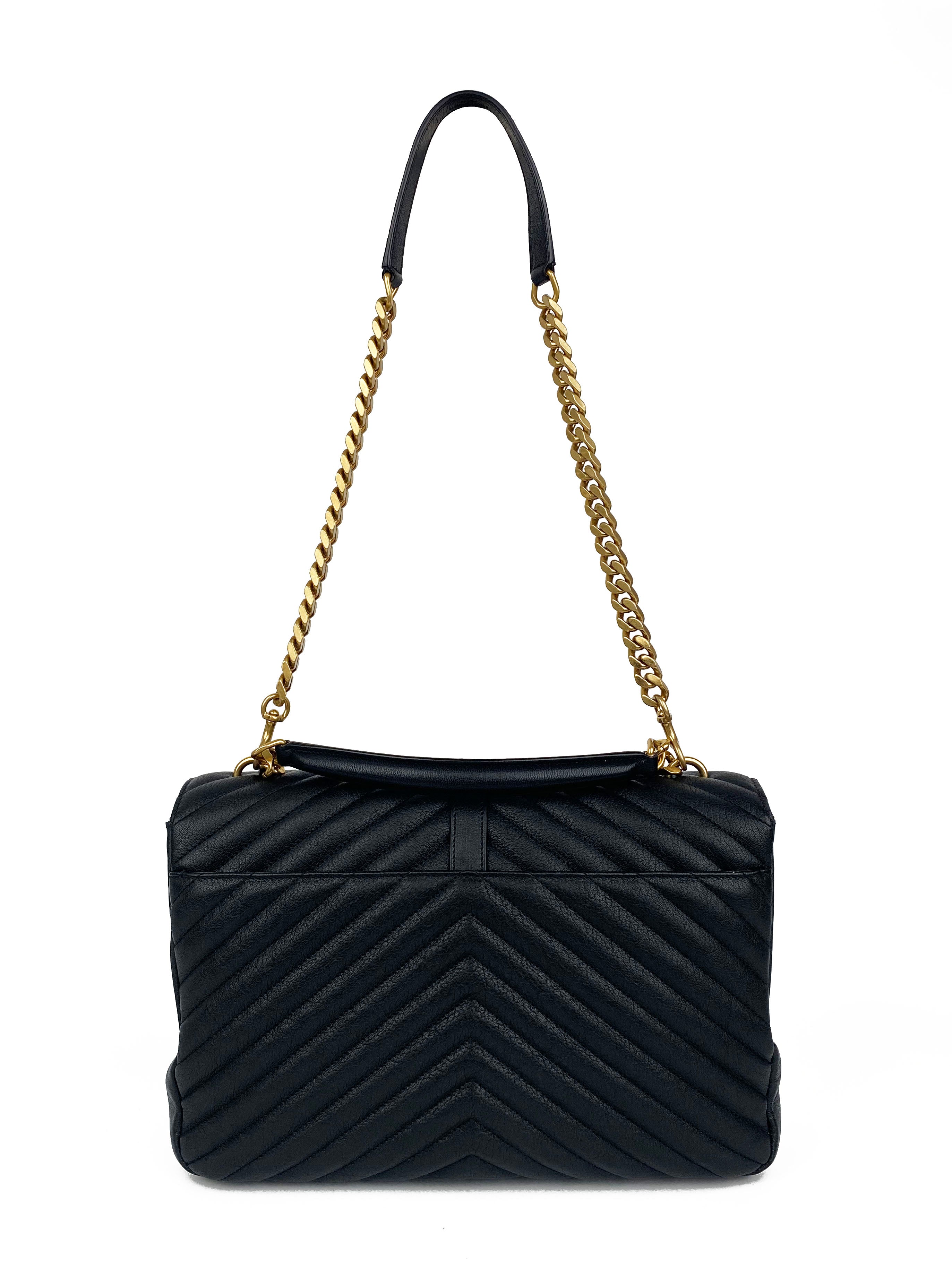 Saint Laurent Large Black Quilted Leather College Bag - Luxury Designer Handbag for Women, Perfect for Work, Travel & Everyday Use