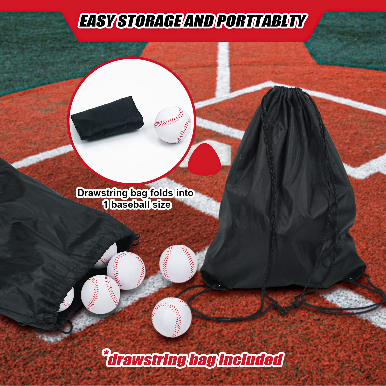**15 Pack Soft Foam Baseballs - 9 Inch Safe Practice Balls for Batting Training | Indoor/Outdoor Use for Kids & Teens | Includes Drawstring Storage Bag**    *(Perfect for backyard practice, Little League training, school PE classes, and family fun games!)*