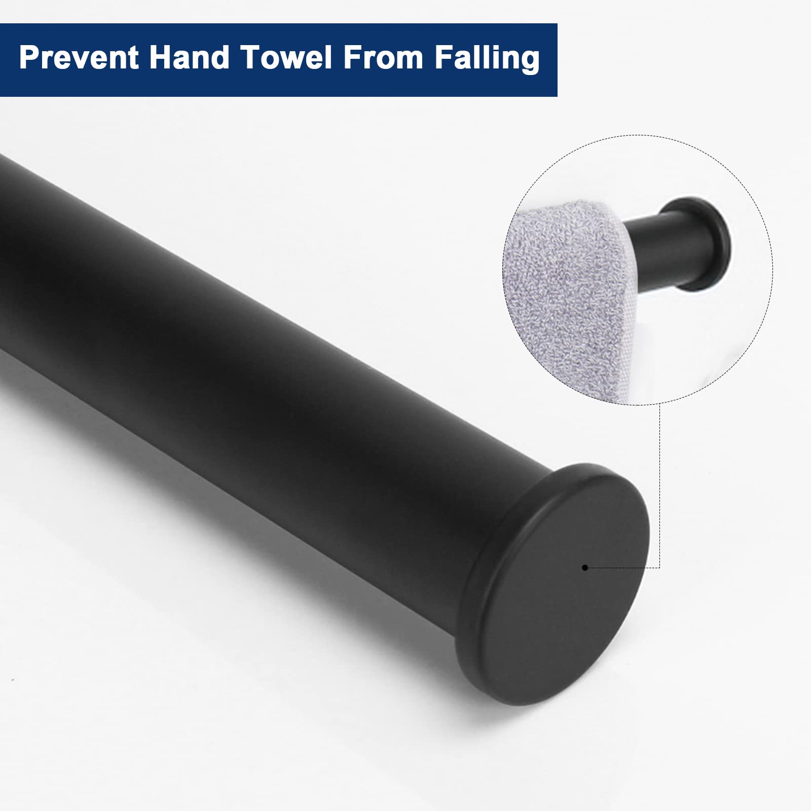 NearMoon 9 Inch Stainless Steel Hand Towel Holder - Rustproof Wall Mounted Towel Ring for Bathroom, Matte Black (1 Pack) | Modern Bathroom Accessories for Kitchen, Spa, or Guest Bath Decor