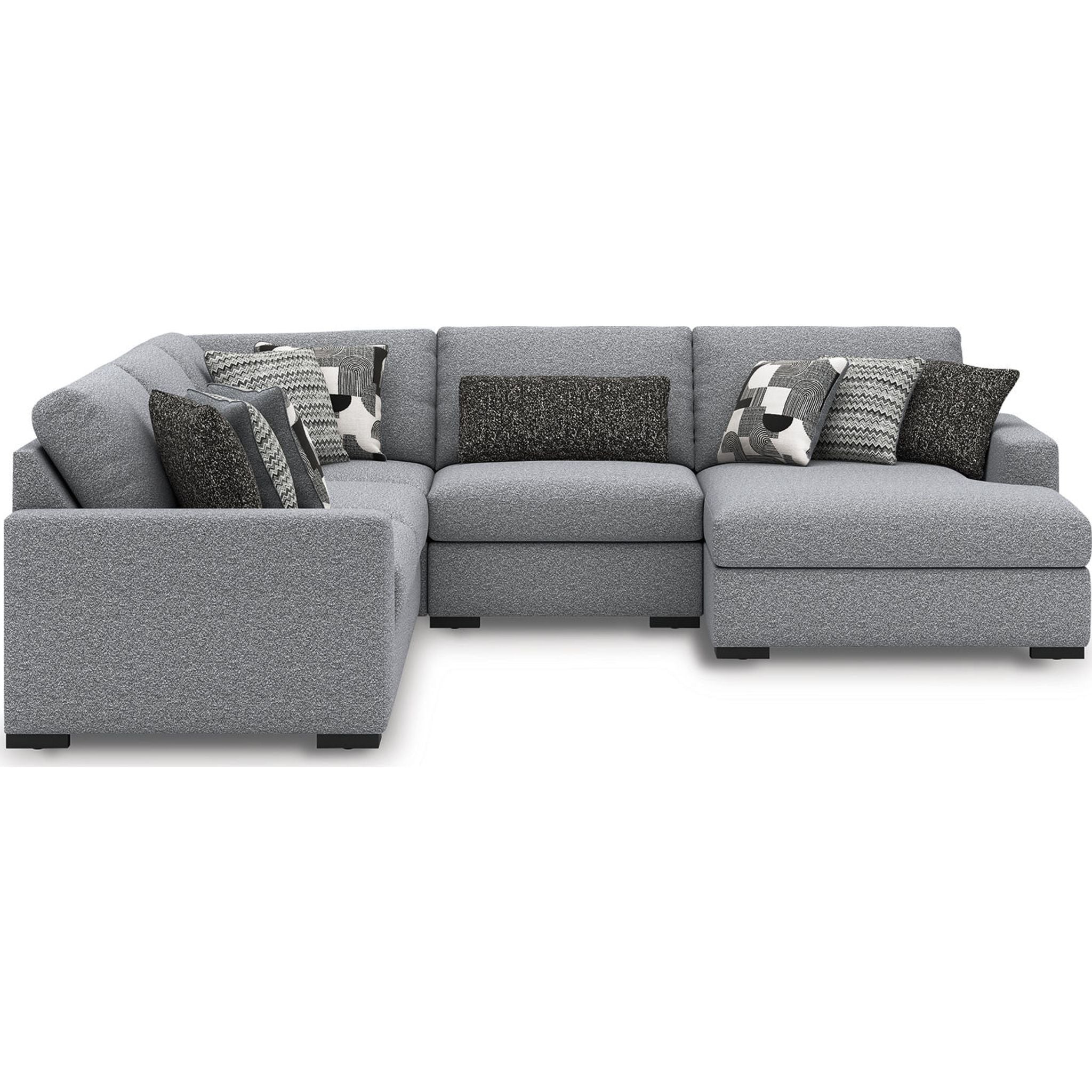 Bealton 5-Piece Sectional Sofa with Chaise Lounge - Modern L-Shaped Couch in Salt & Pepper Fabric - Perfect for Living Room, Family Room & Home Theater Seating