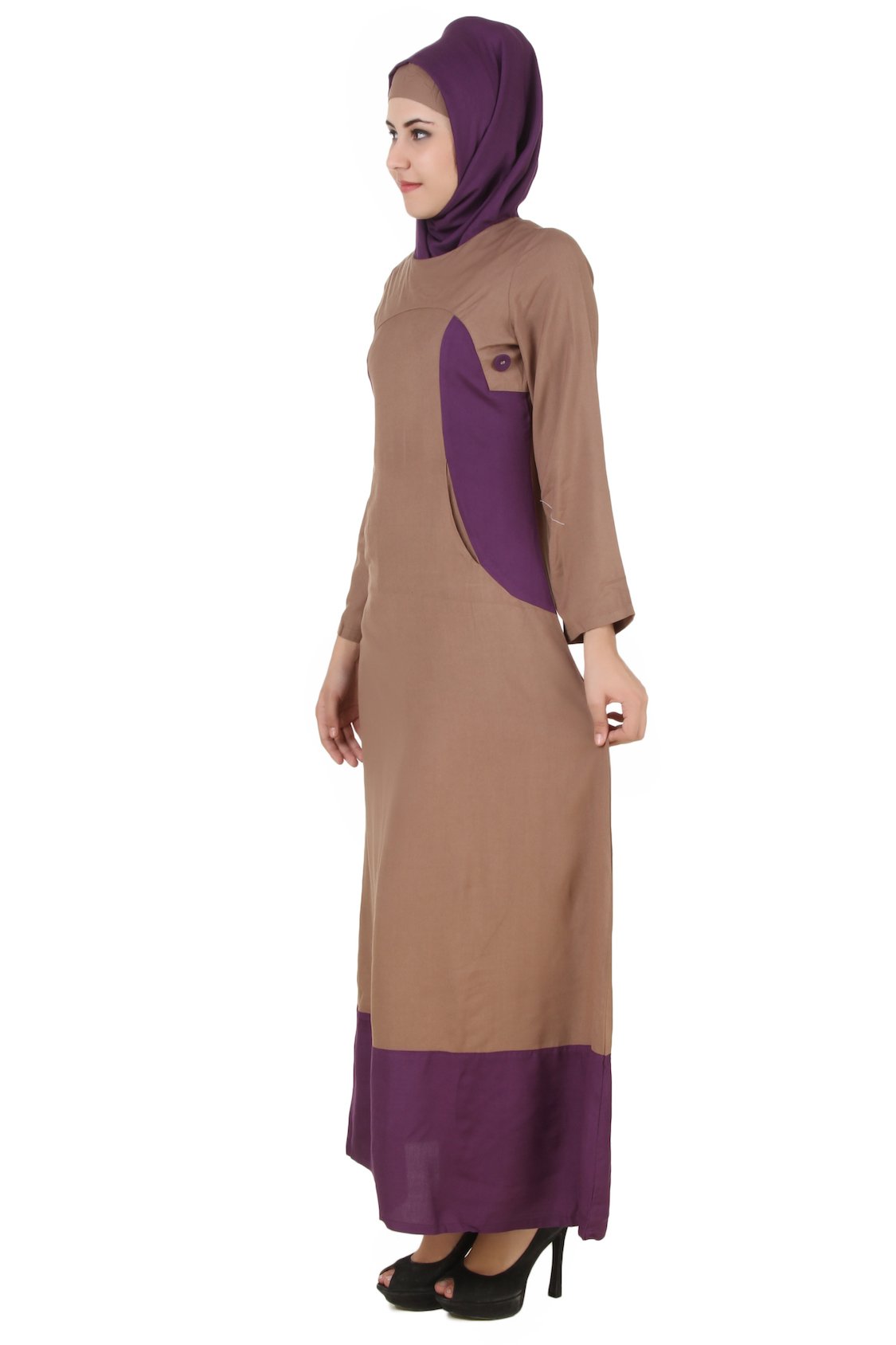 Afreen Khaki Rayon Abaya - Modest Muslim Prayer Dress for Women - Perfect for Prayer, Mosque, and Special Occasions