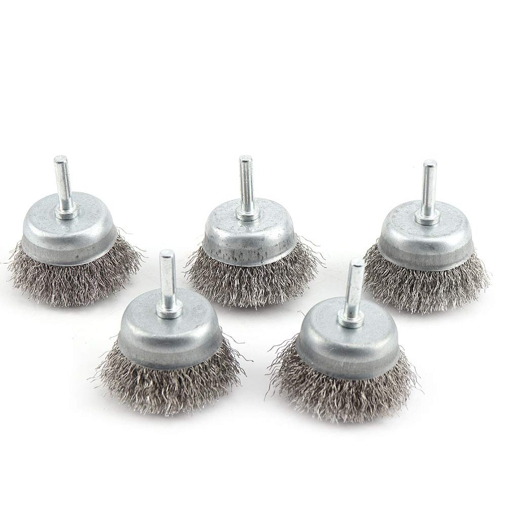 5-Pack 2-Inch Crimped Wire Cup Brush Set for Power Drill - 0.3mm Wire (0.0118In) - Perfect for Metal Cleaning, Rust & Paint Removal - Ideal for Automotive, Welding & DIY Home Projects