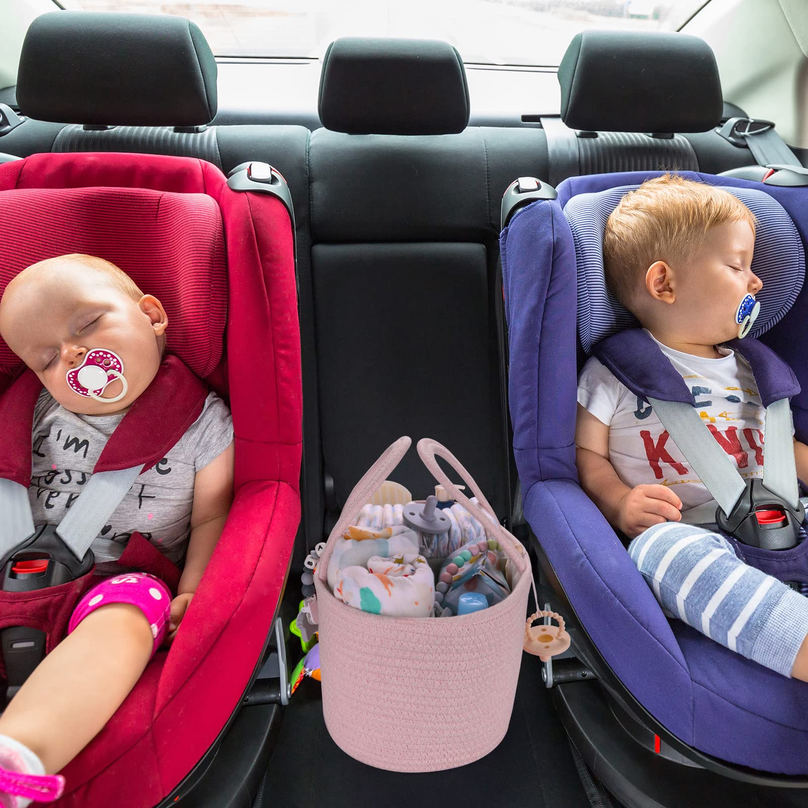 Portable Baby Diaper Caddy Organizer - Nursery Storage Bin & Travel Tote Bag for Boys & Girls - Perfect for Changing Table, Car Travel & Baby Shower Gifts - Registry Must-Have Essentials (Pink) - Ideal for Newborn Care & On-the-Go Parents