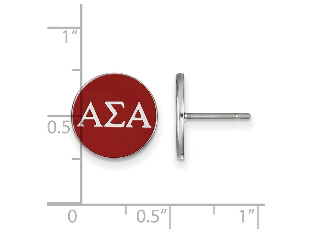 Sterling Silver Alpha Sigma Alpha Enameled Post Earrings for Women - Sorority Jewelry Gift for Sisters, Graduation, Birthday & Special Occasions