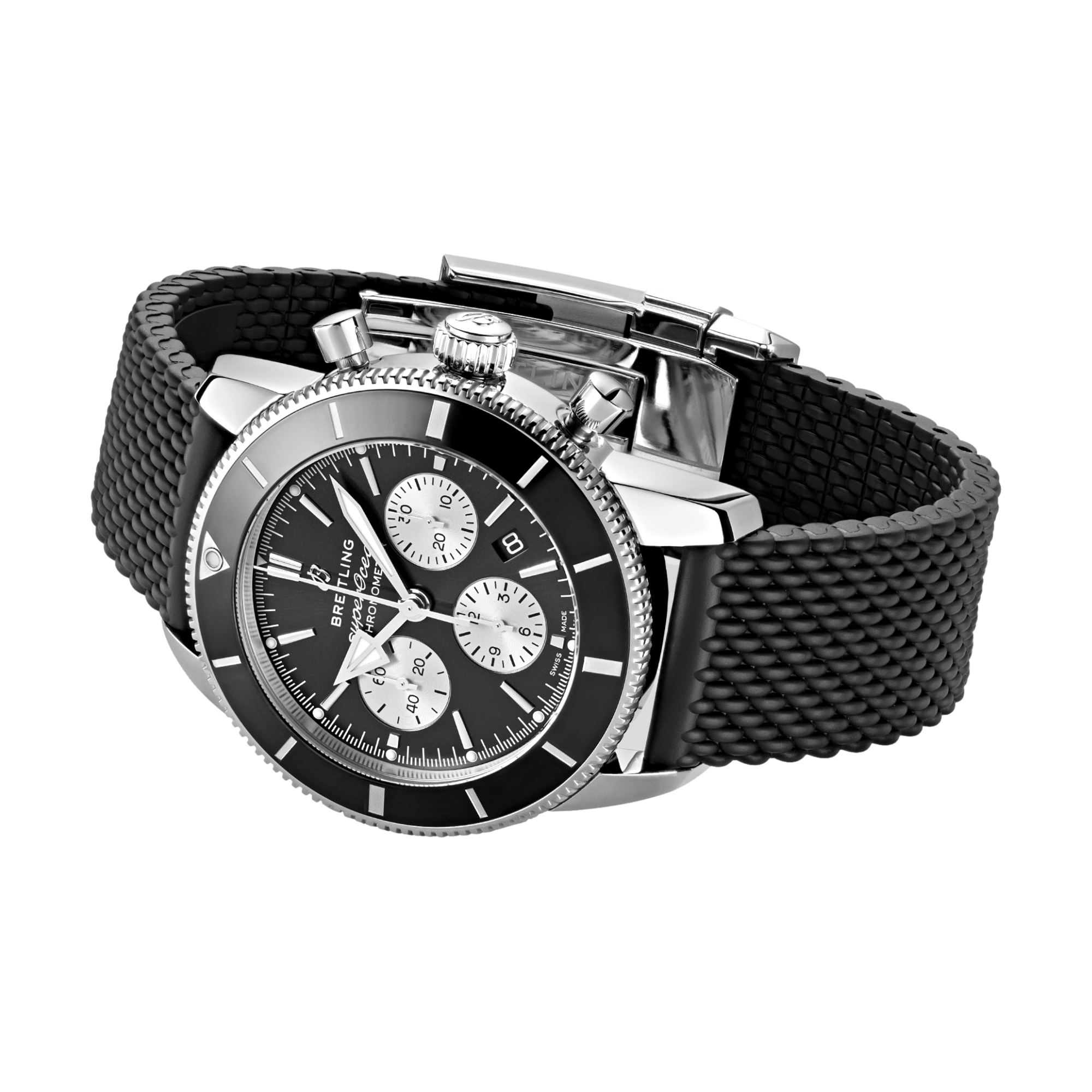 Superocean Heritage B01 Chronograph 44mm Men's Watch - Black & White Panda Dial with Rubber Strap | Luxury Diving, Water Sports & Everyday Wear